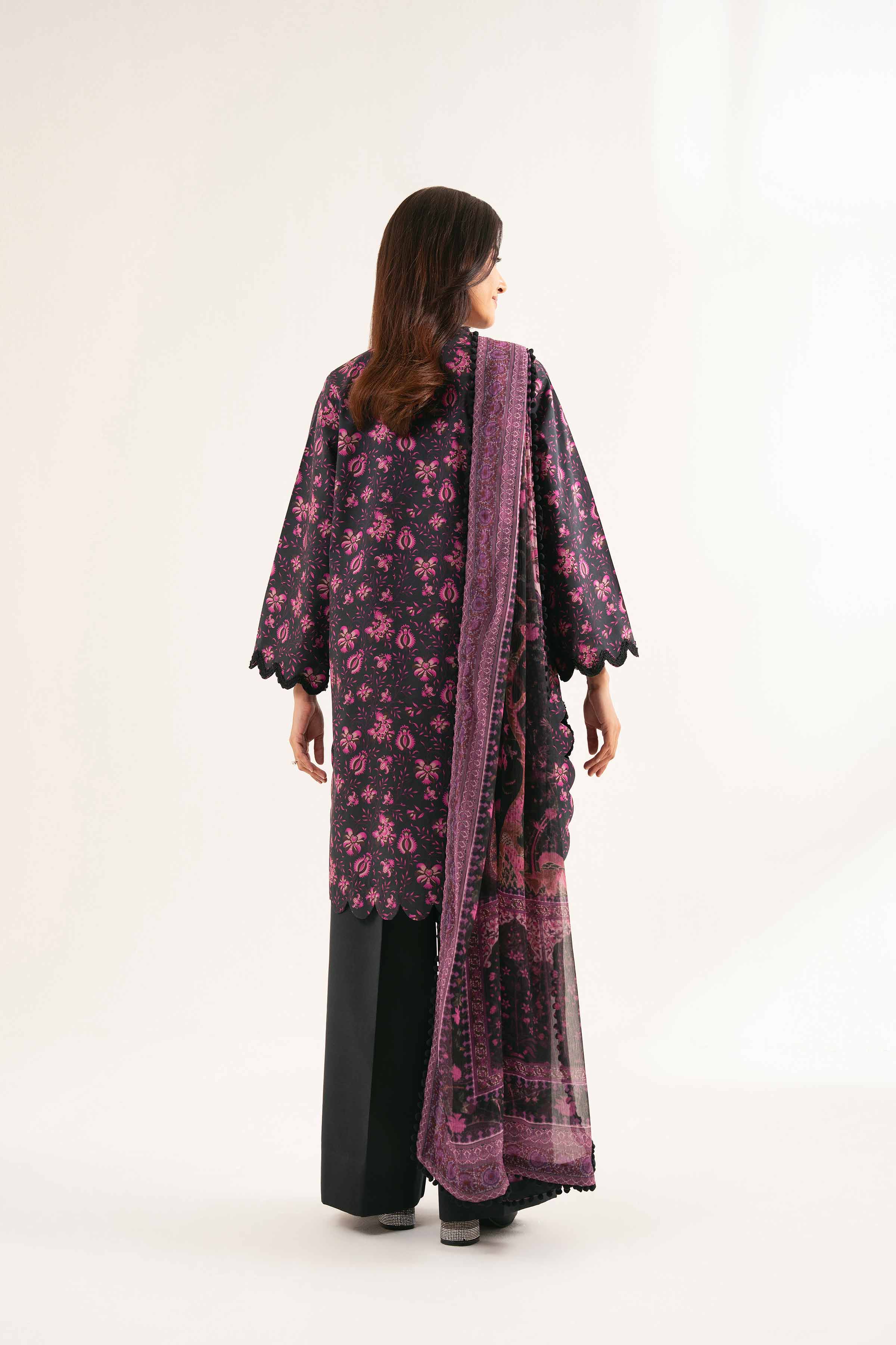NISHATUAE - Black Printed Cambric 3-piece Unstitched Suit