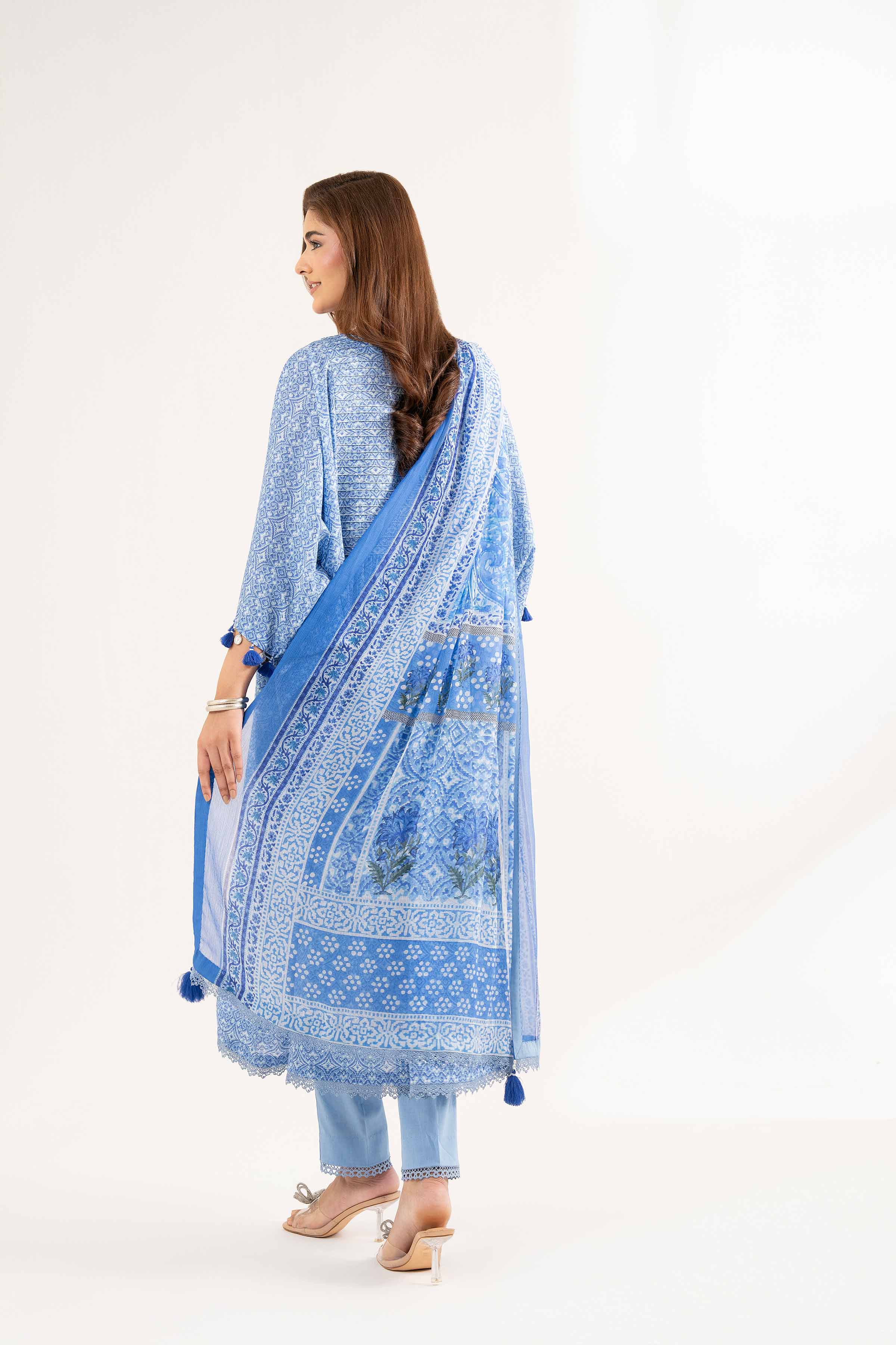 NISHATUAE - Blue Printed Cambric 3-piece Unstitched Suit