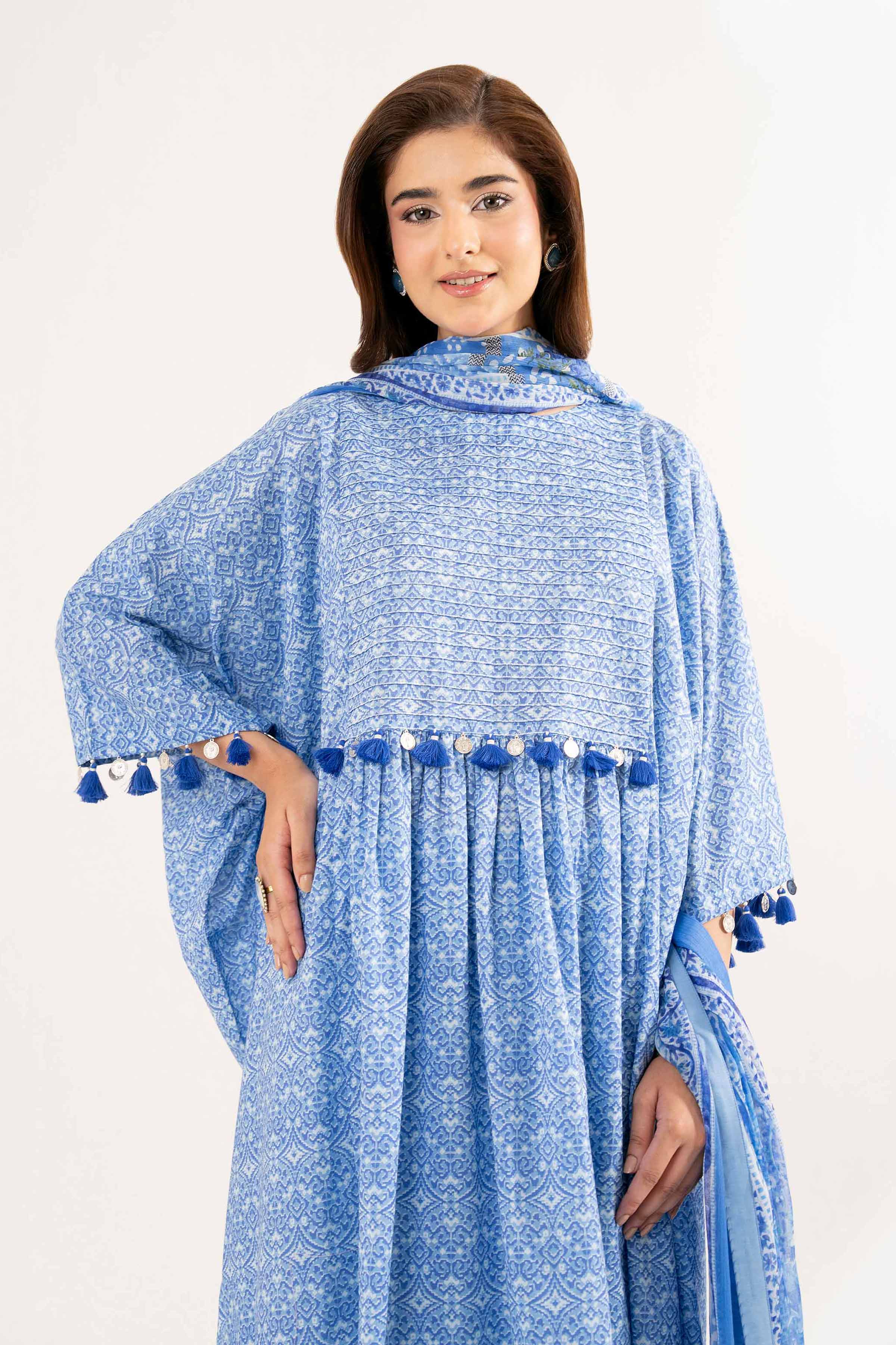 NISHATUAE - Blue Printed Cambric 3-piece Unstitched Suit