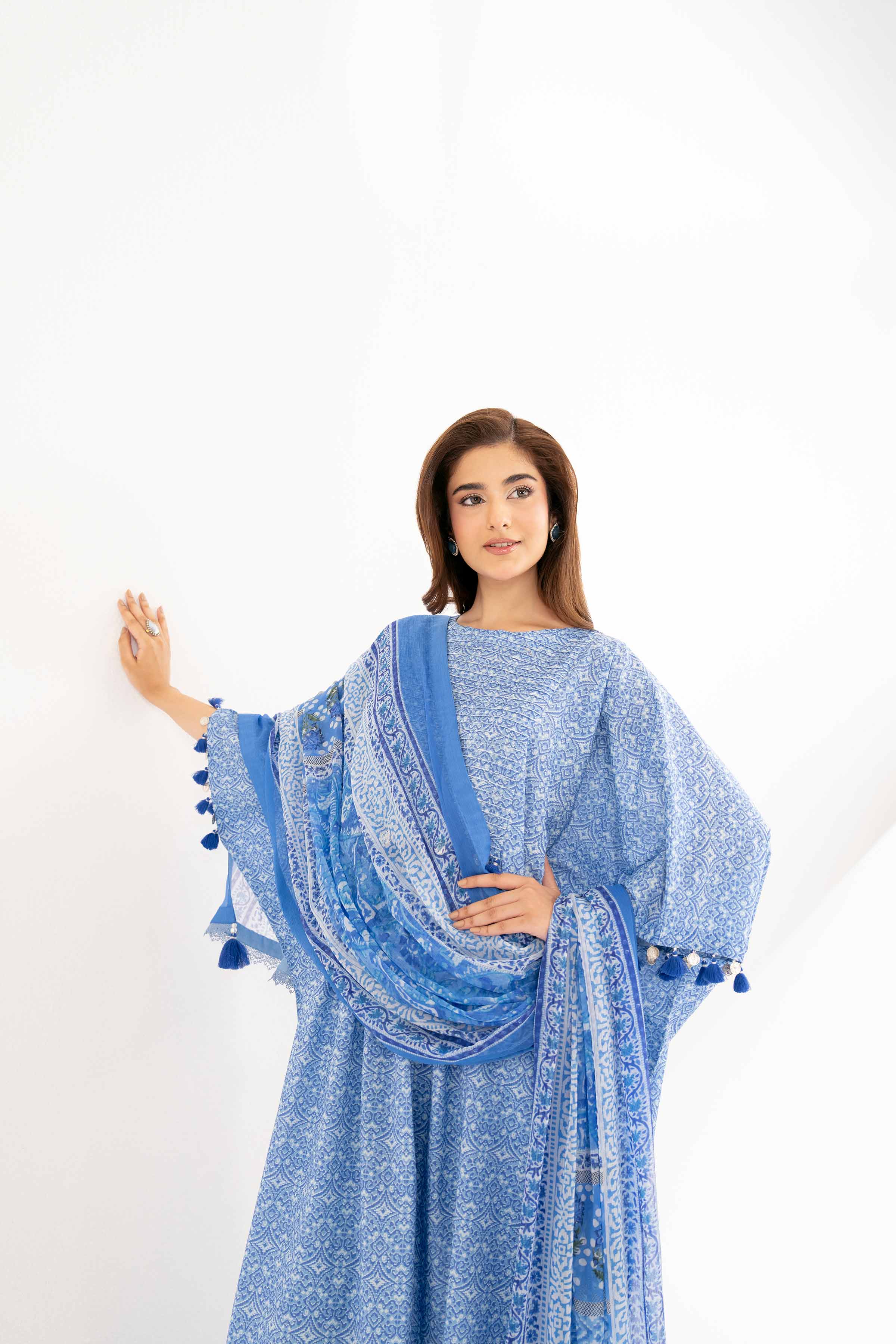 NISHATUAE - Blue Printed Cambric 3-piece Unstitched Suit