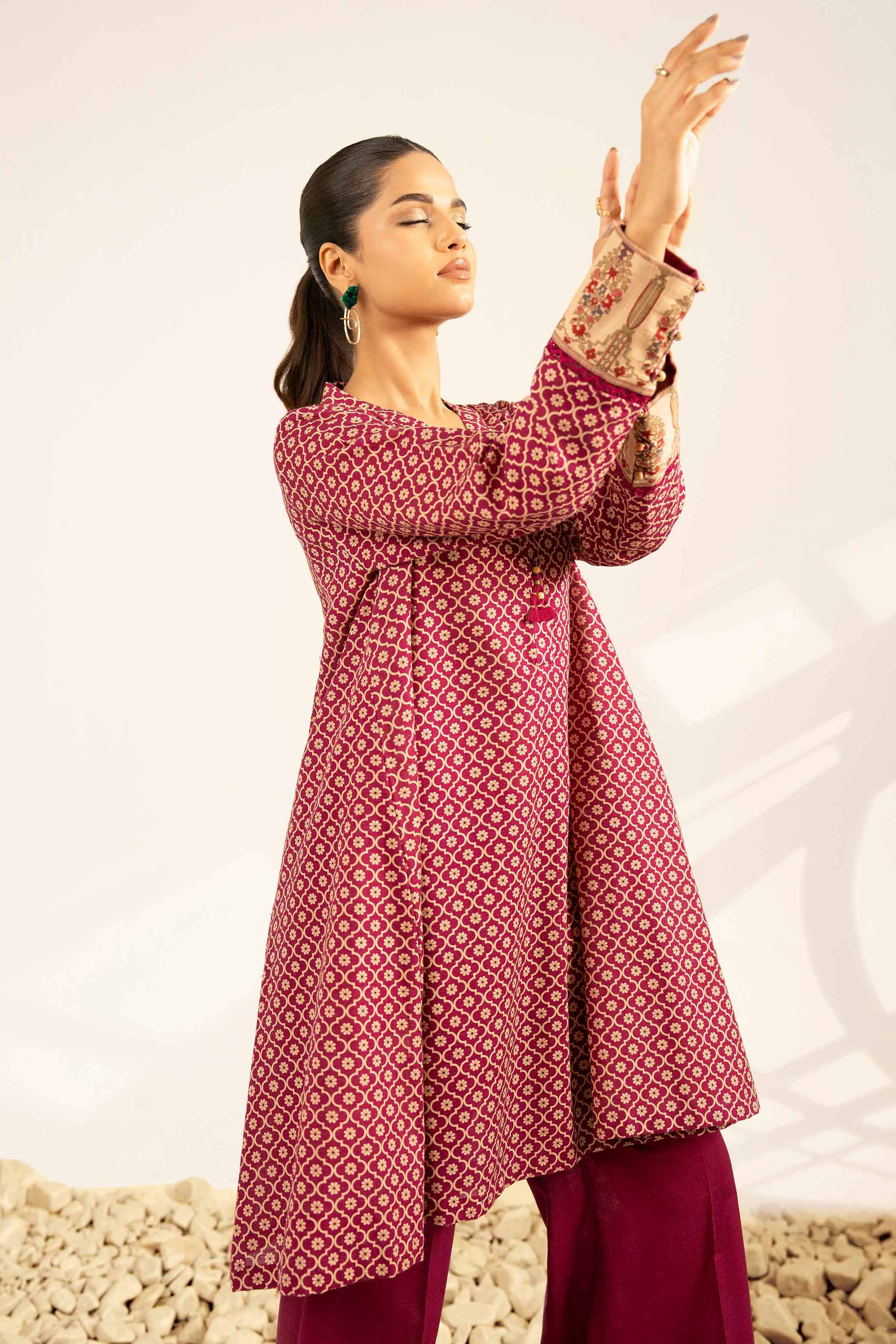 NISHATUAE - Purple Printed Khaddar 2-piece Unstitched Dress