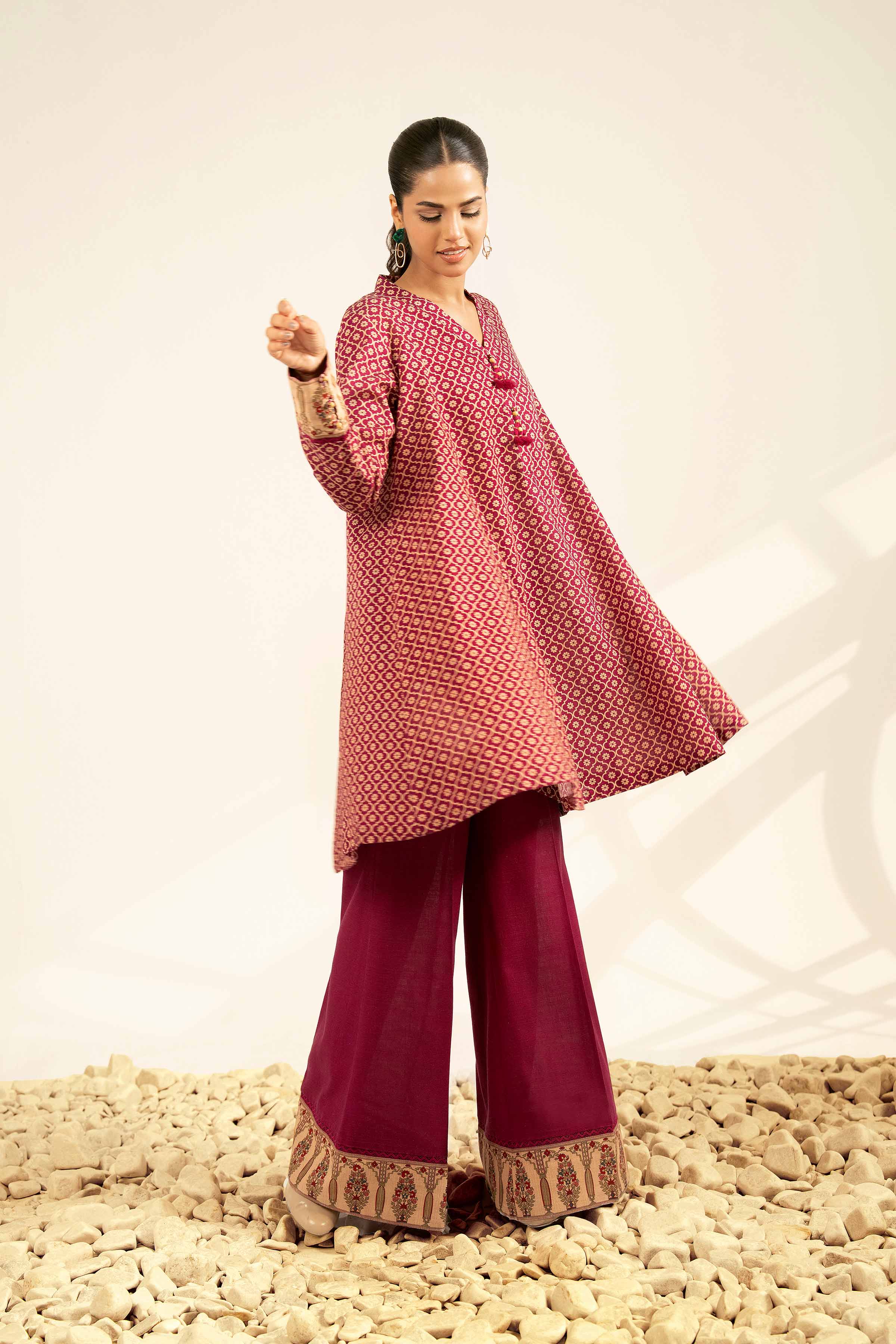 NISHATUAE - Purple Printed Khaddar 2-piece Unstitched Dress