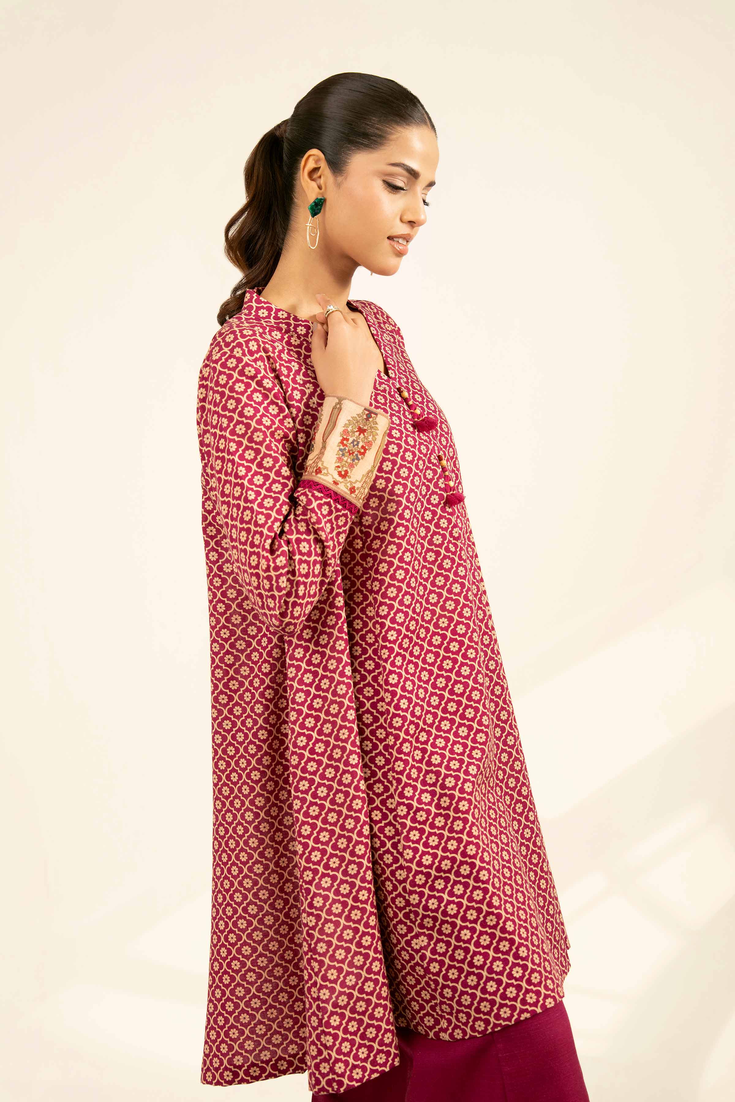 NISHATUAE - Purple Printed Khaddar 2-piece Unstitched Dress