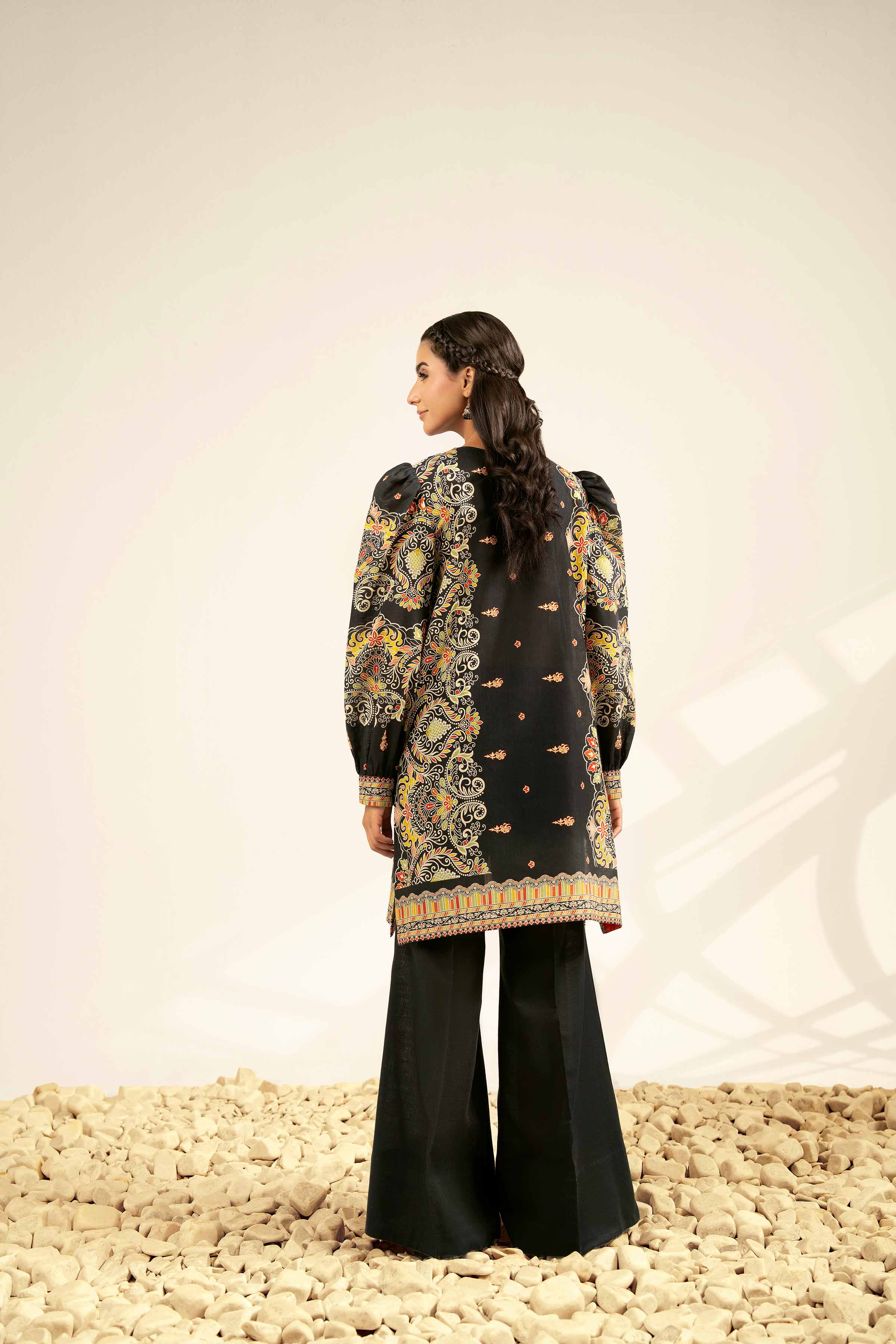 NISHATUAE - Black Printed Khaddar 2-piece Unstitched Dress