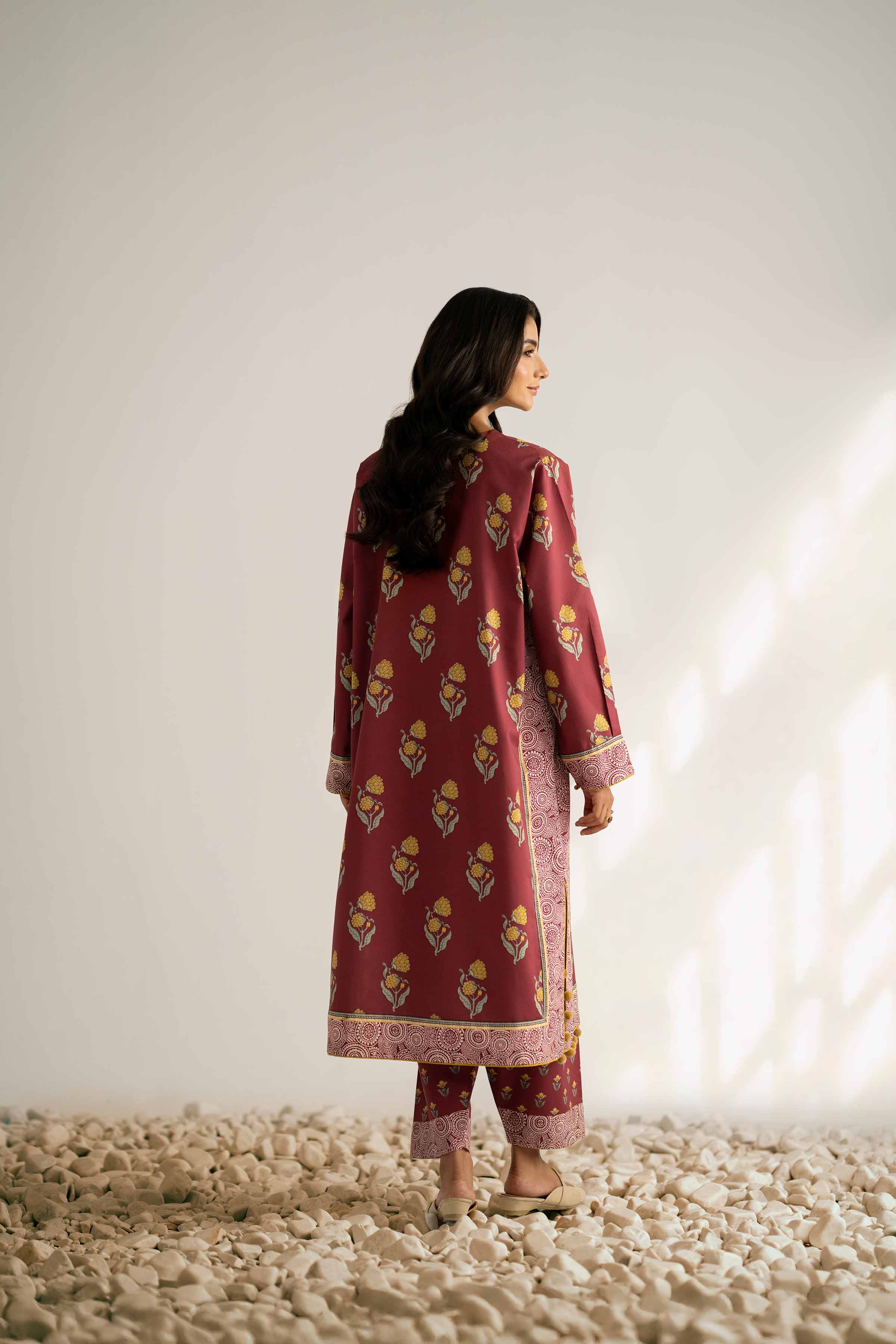 NISHATUAE - Maroon Printed Cambric 2-piece Unstitched Dress