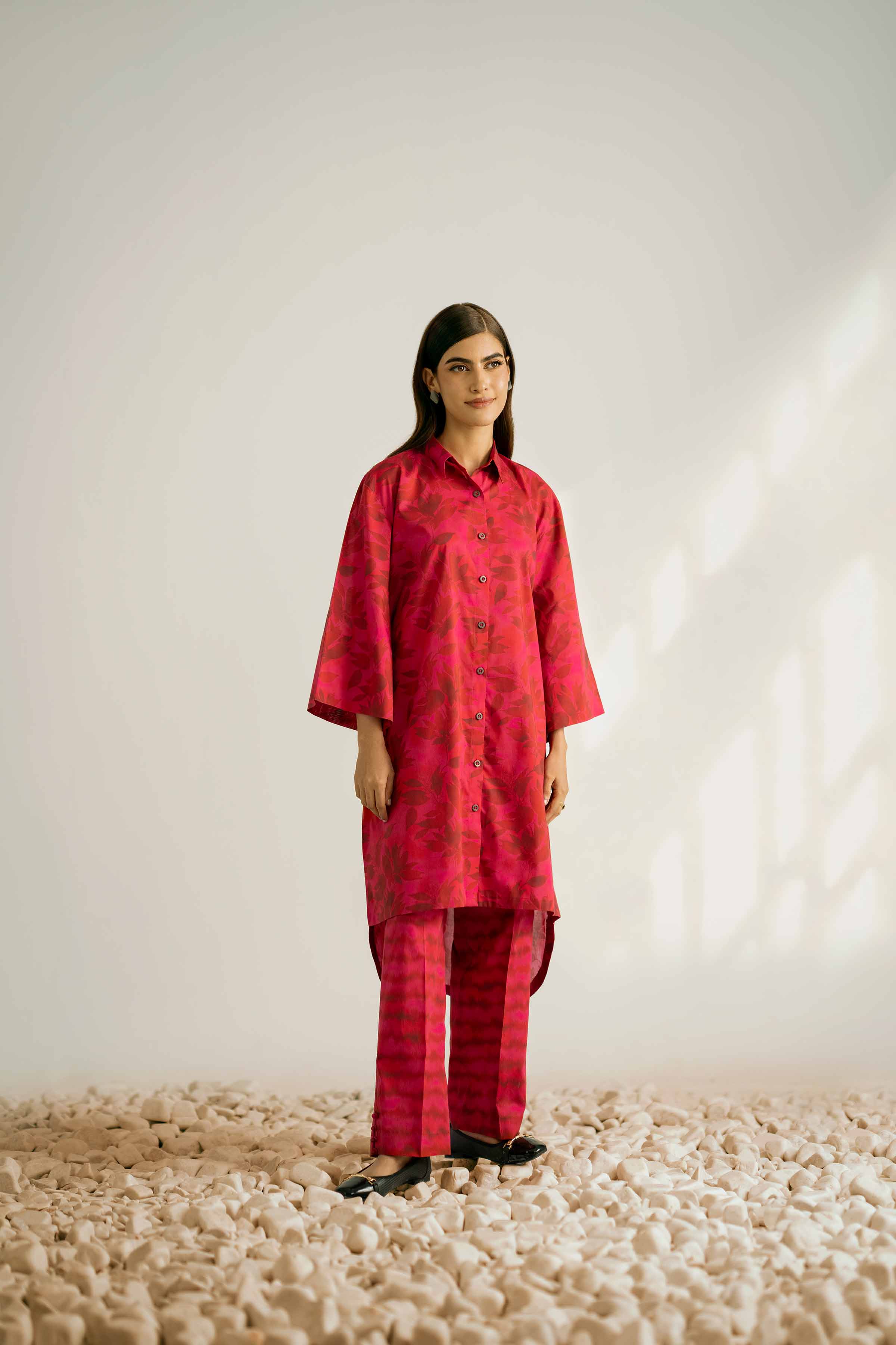 NISHATUAE - Rust Printed Cambric 2-piece Unstitched Dress
