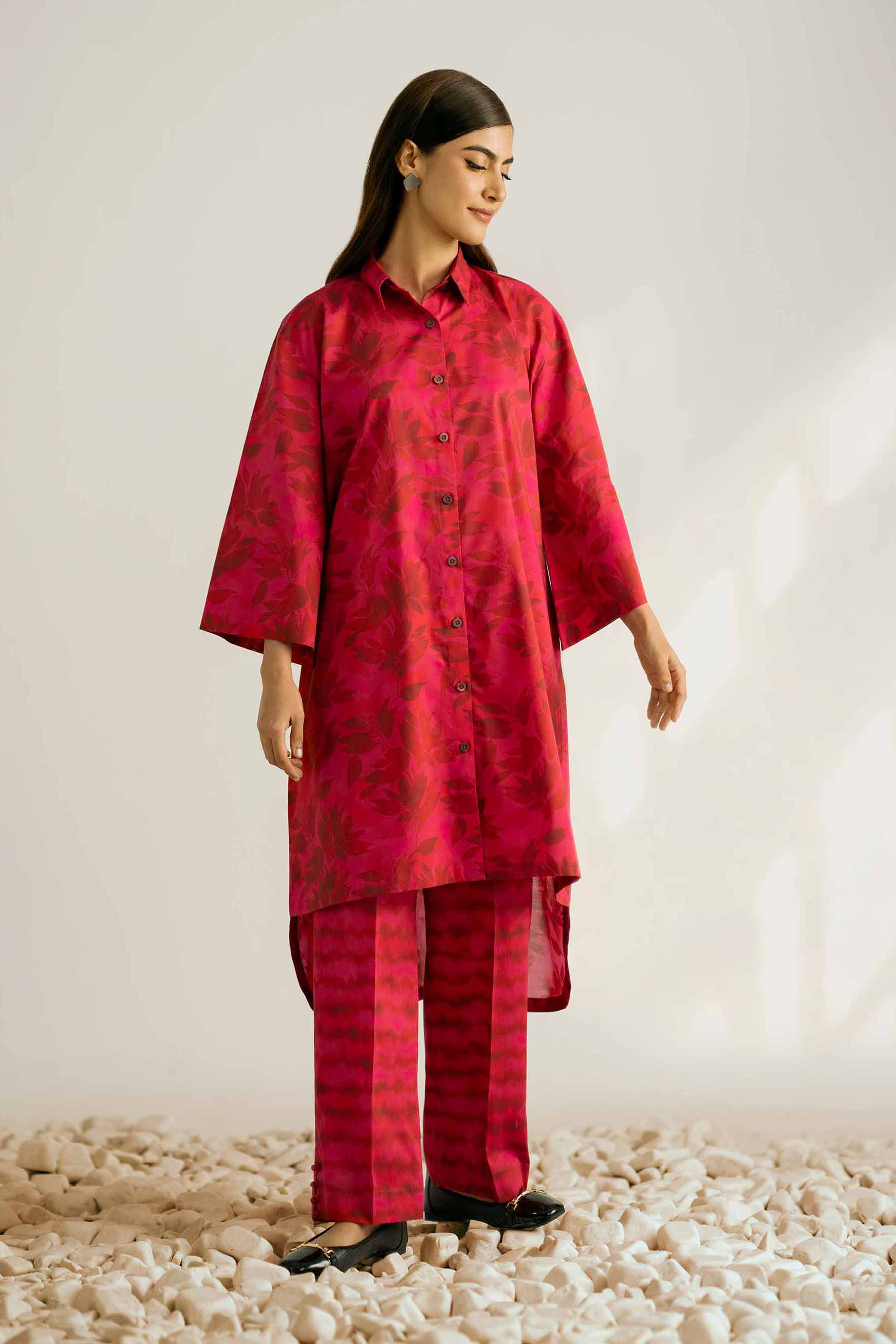 NISHATUAE - Rust Printed Cambric 2-piece Unstitched Dress