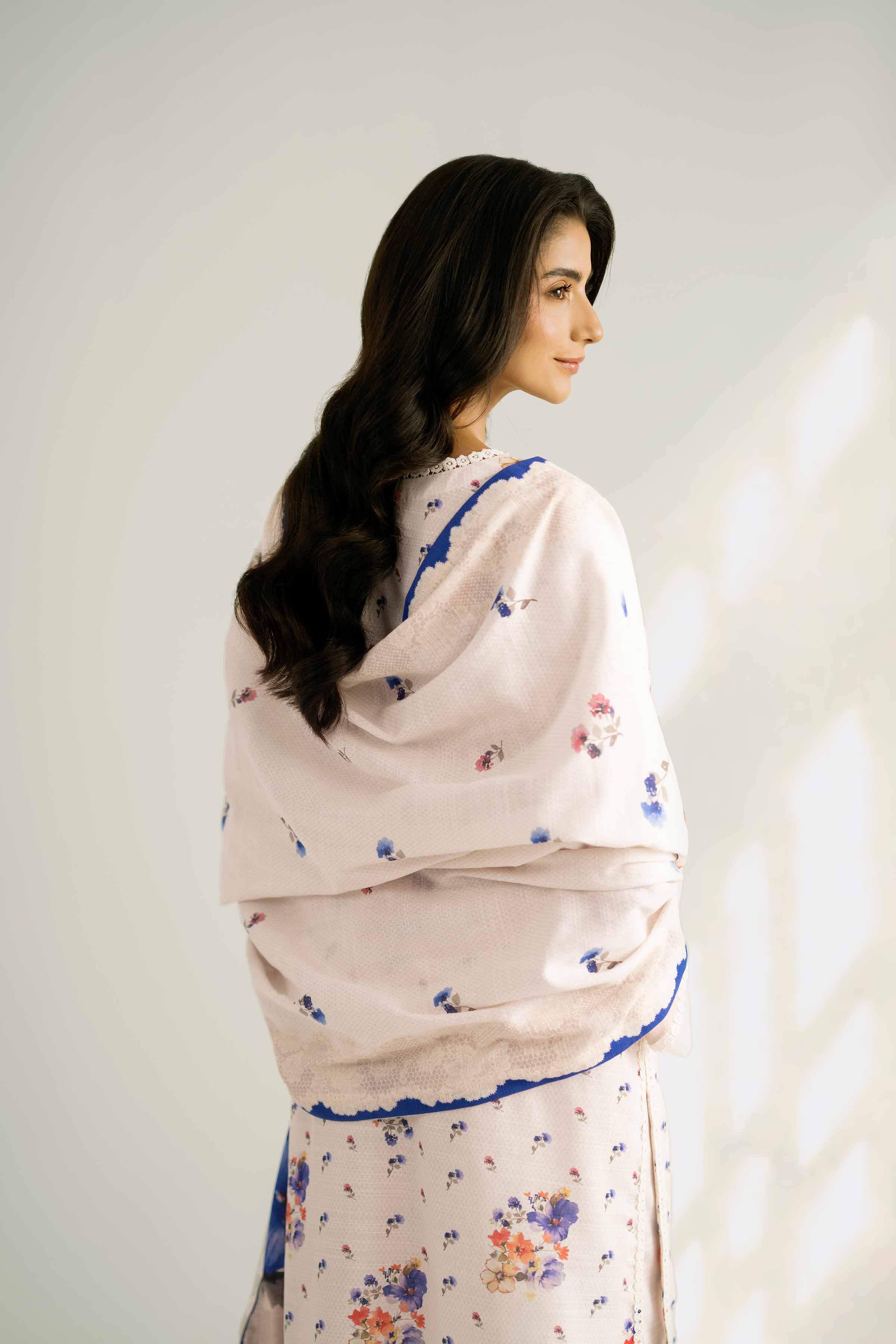 NISHATUAE - Cream Printed Khaddar 3-piece Unstitched Suit