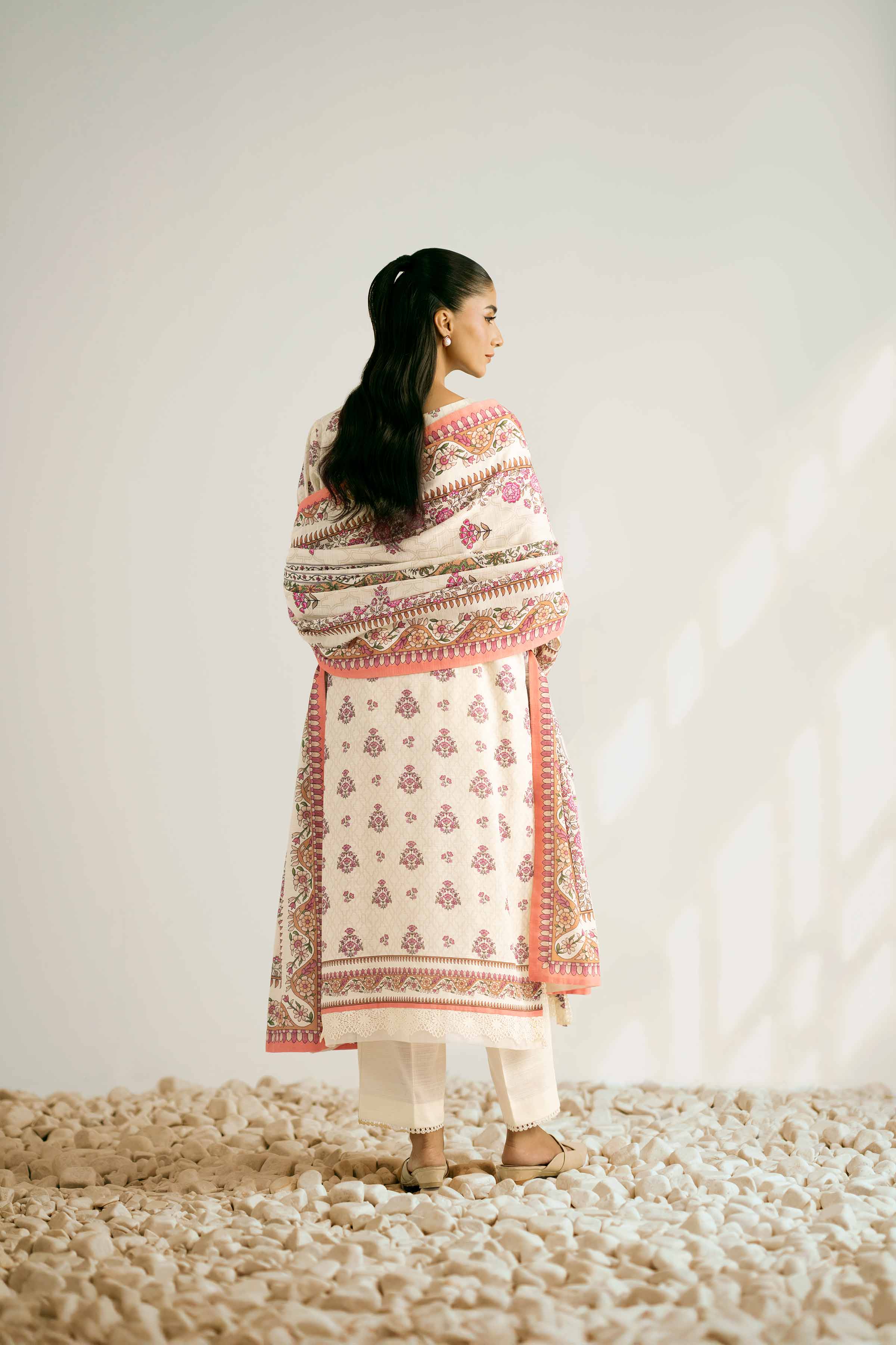 NISHATUAE - Yellow Printed Khaddar 3-piece Unstitched Suit