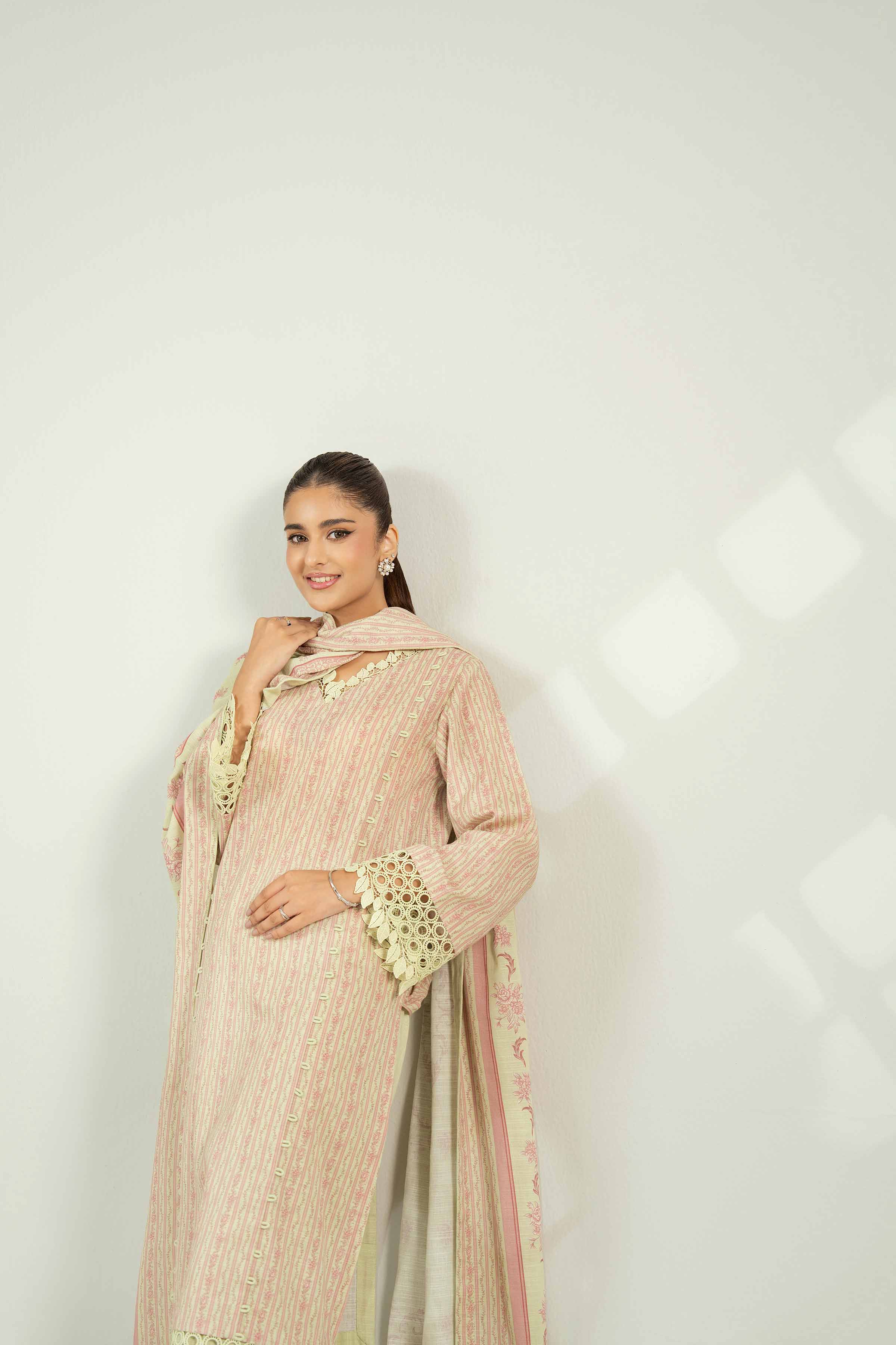 NISHATUAE - Pink Printed Khaddar 3-piece Unstitched Suit