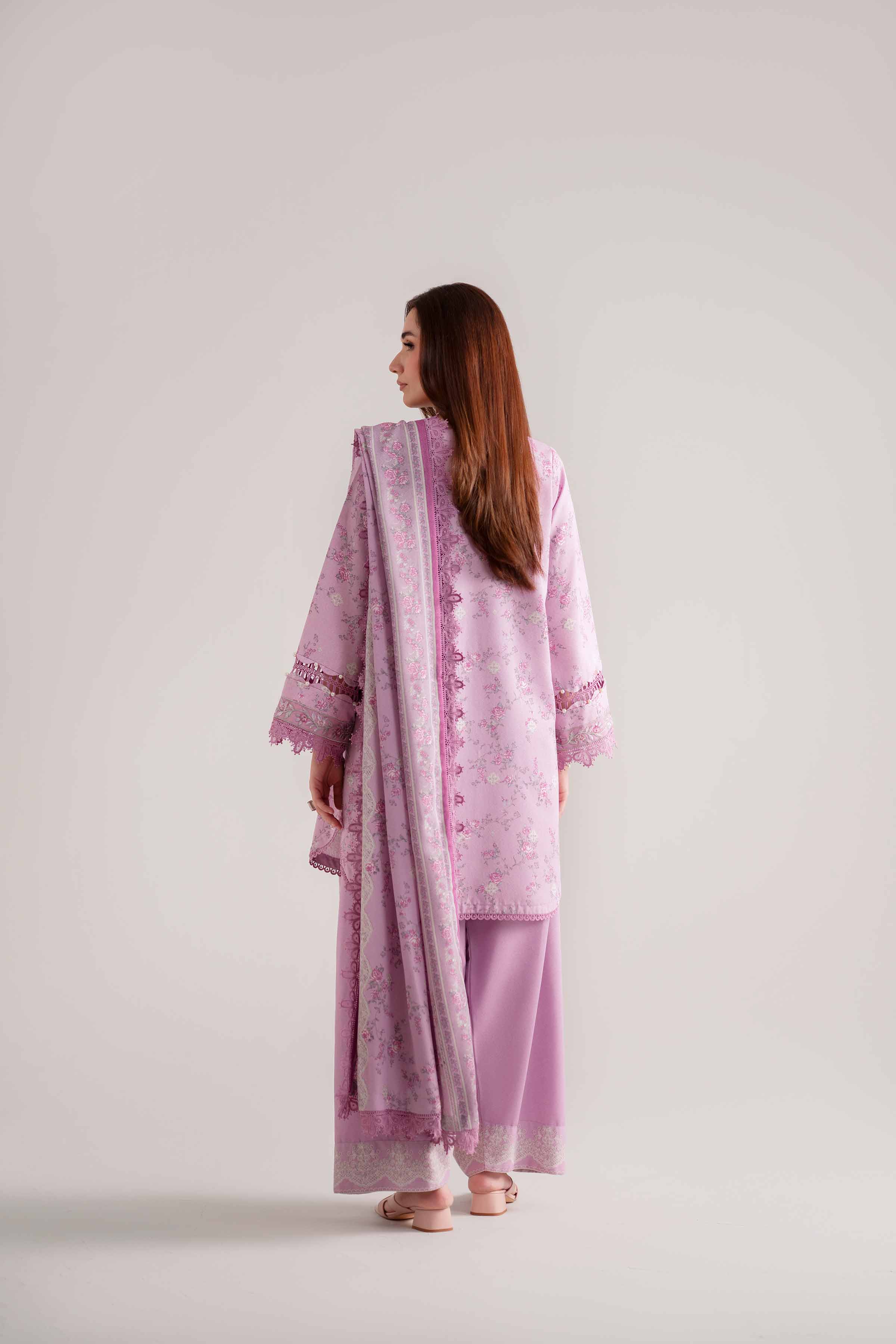 NISHATUAE - Lilac Embroidered Karandi 3-piece Unstitched Suit