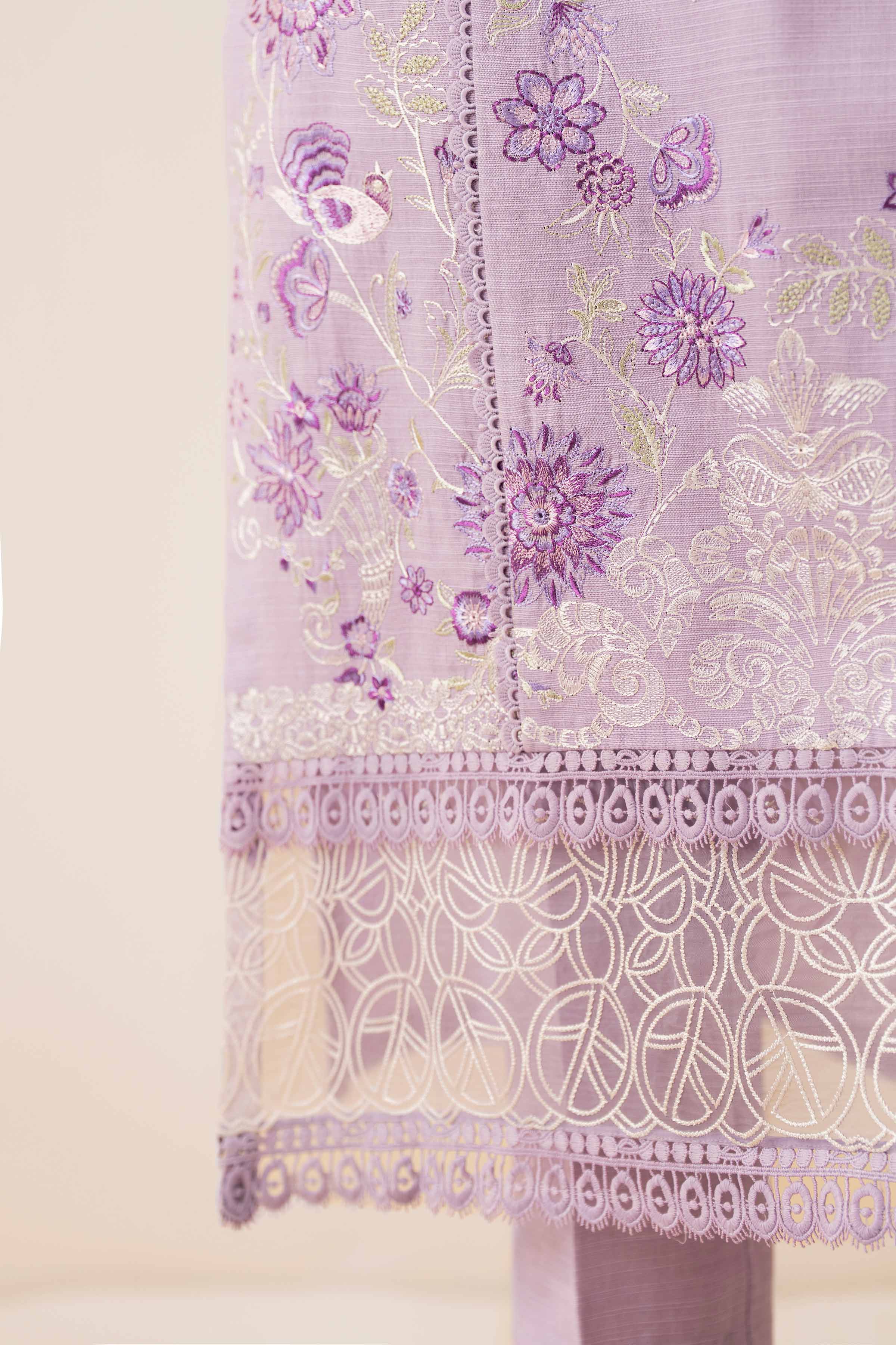 NISHATUAE - Purple Embroidered Khaddar 3-piece Unstitched Suit