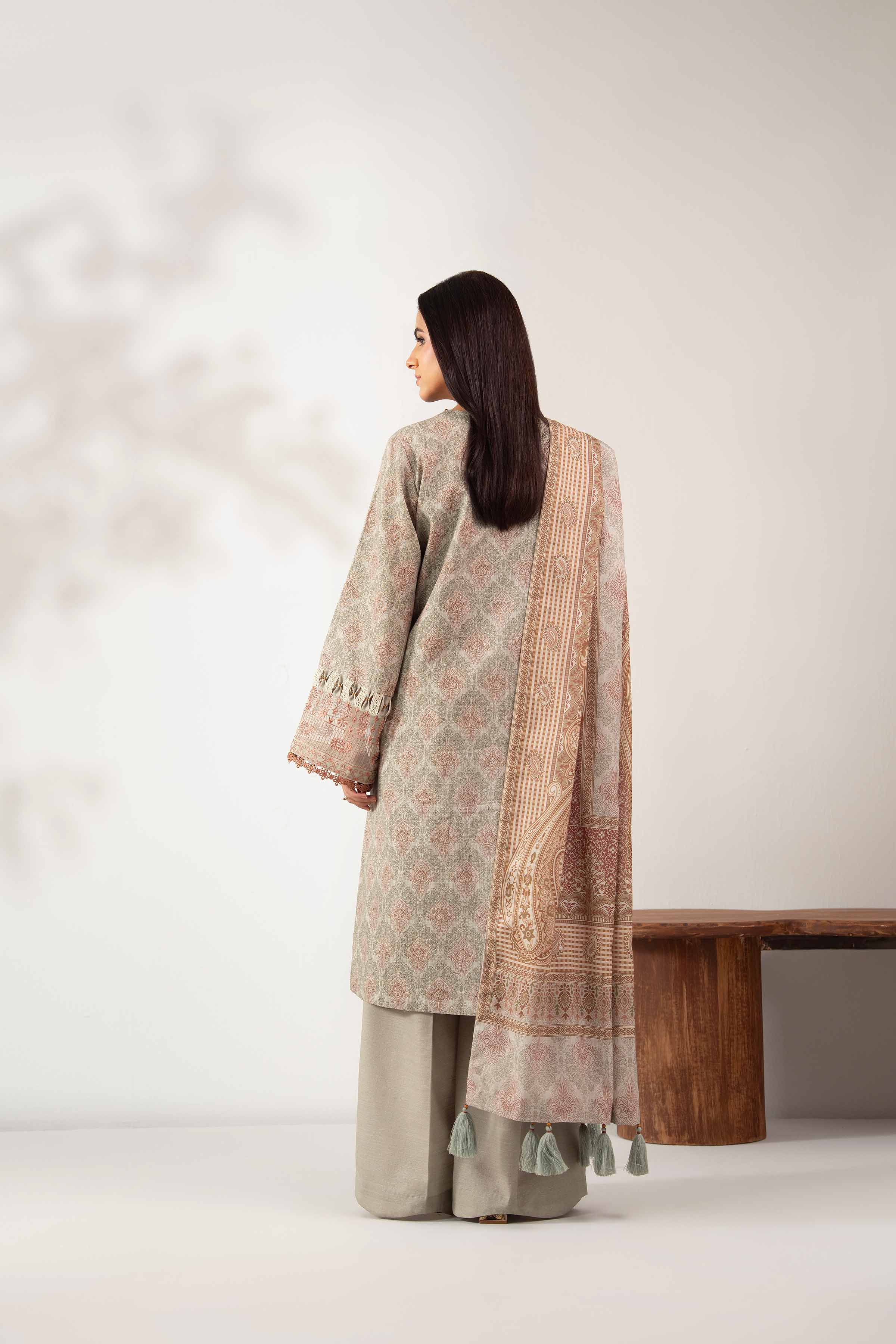 NISHATUAE - Green Embroidered Khaddar 3-piece Unstitched Suit