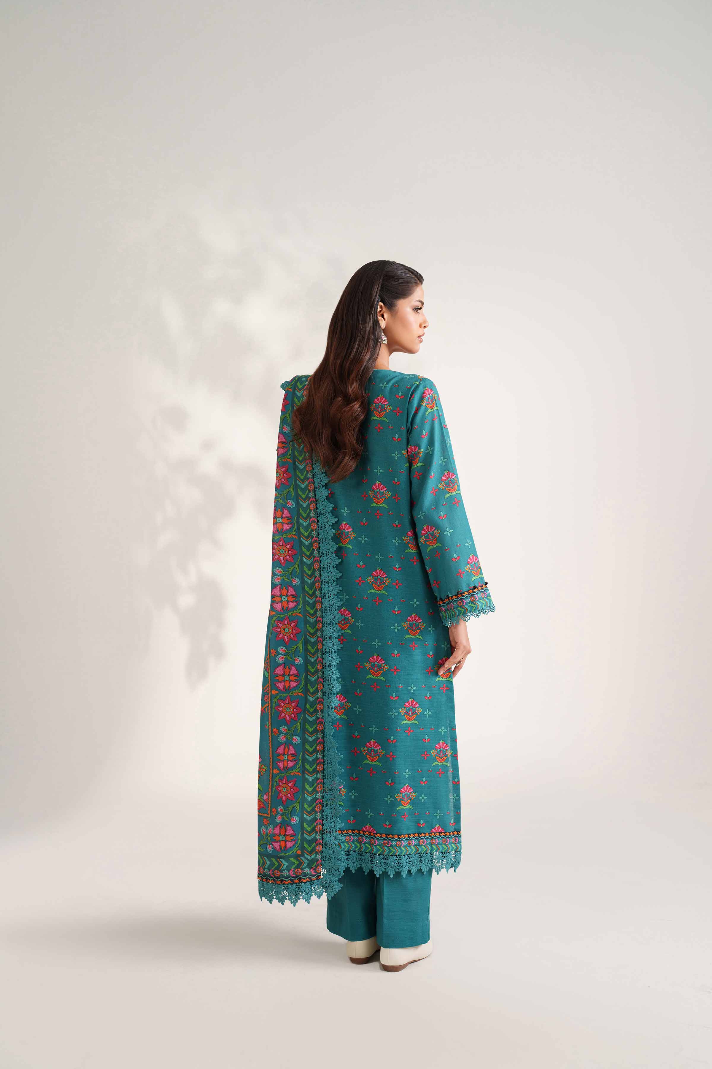 NISHATUAE - Green Printed Khaddar 3-piece Unstitched Suit