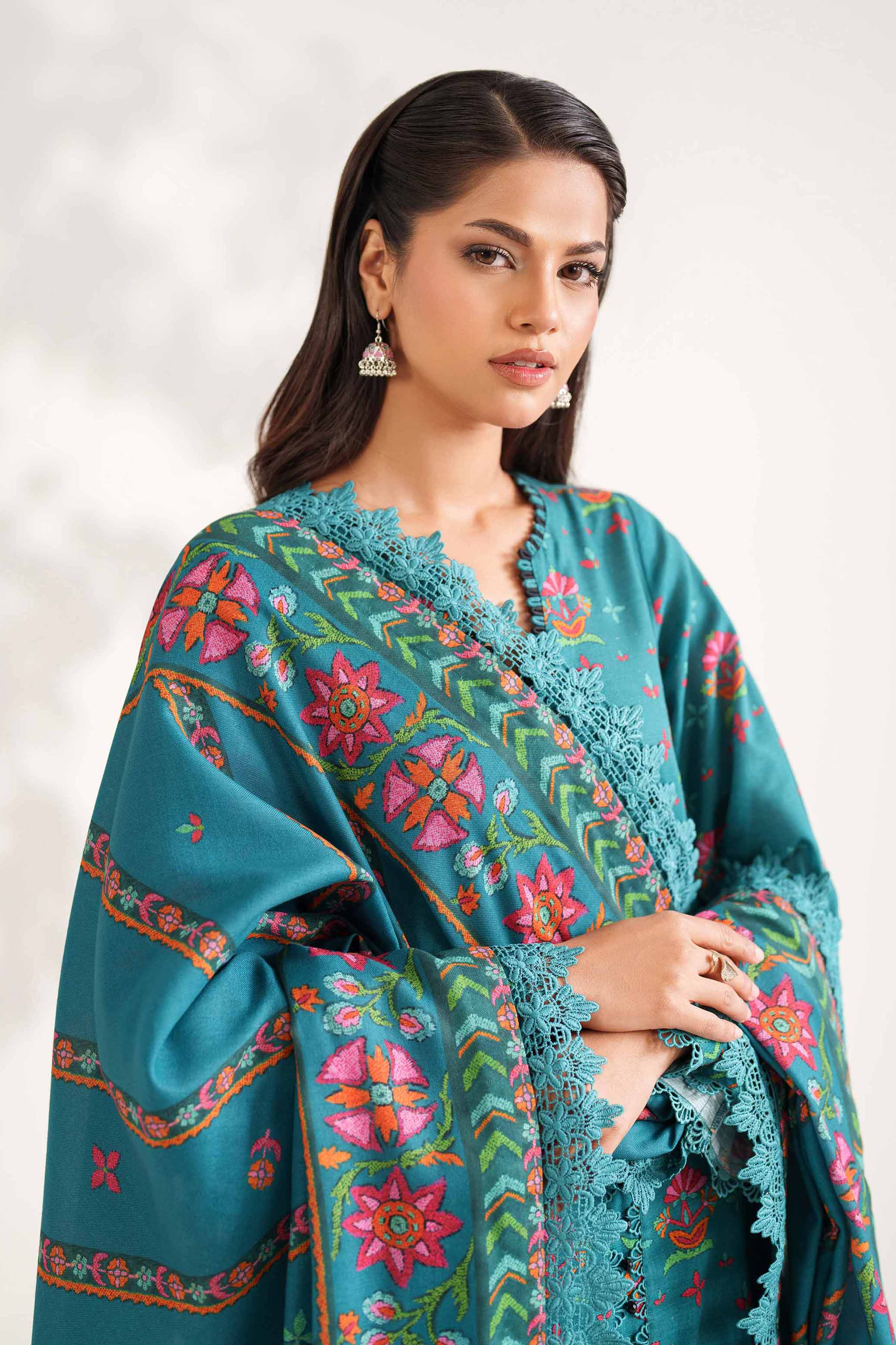 NISHATUAE - Green Printed Khaddar 3-piece Unstitched Suit