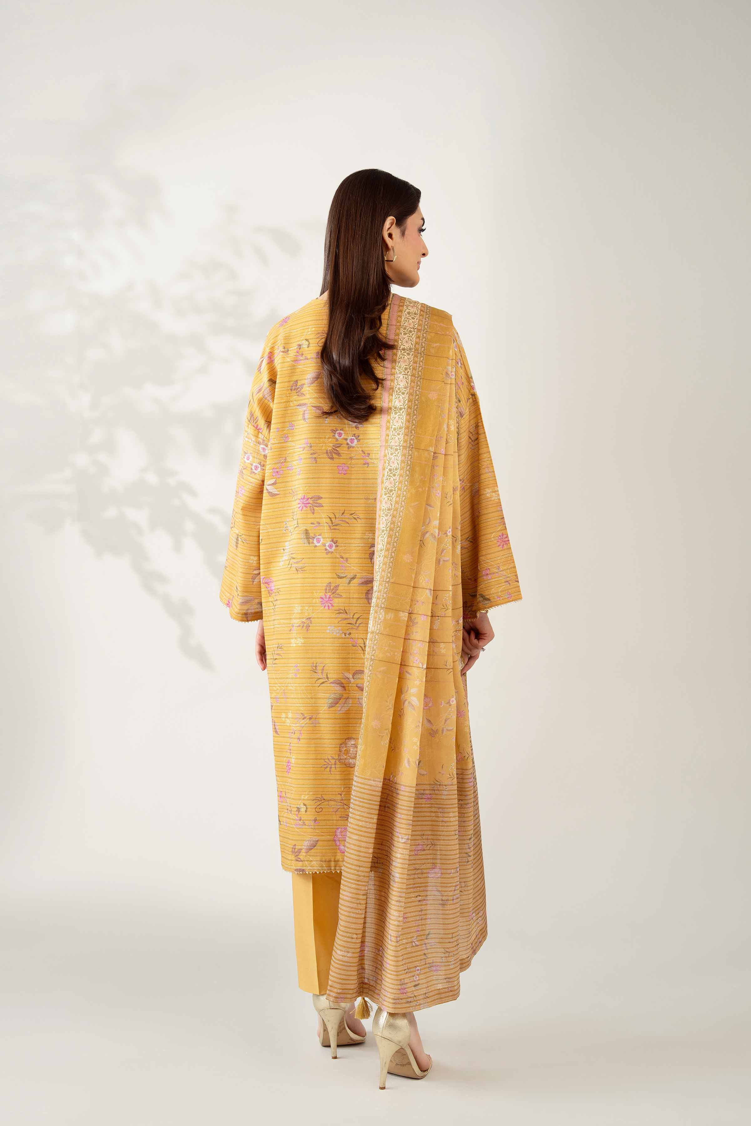 NISHATUAE - Mustard Embroidered Lawn 3-piece Unstitched Suit
