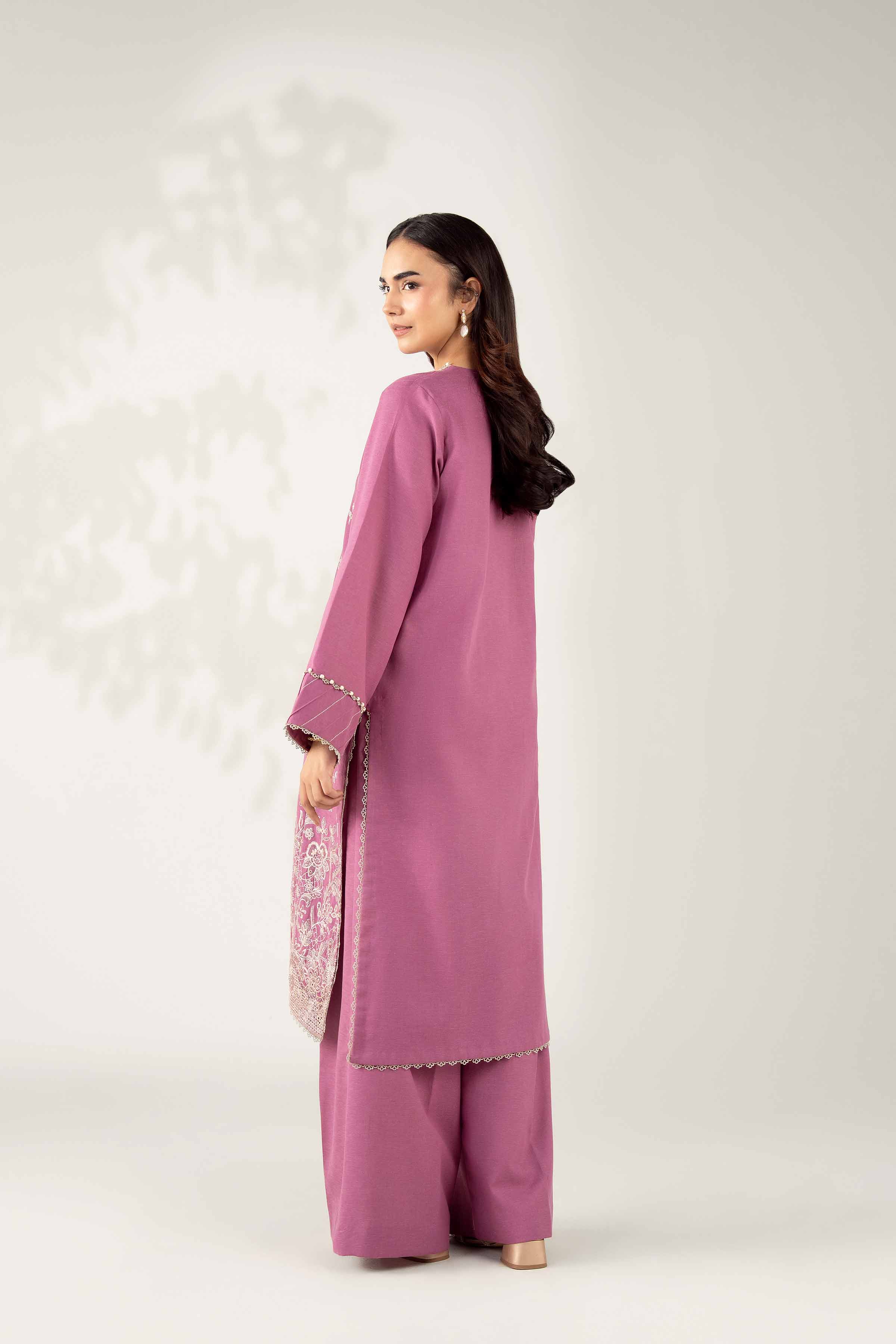 NISHATUAE - Mauve Embroidered Cotton 2-piece Unstitched Dress