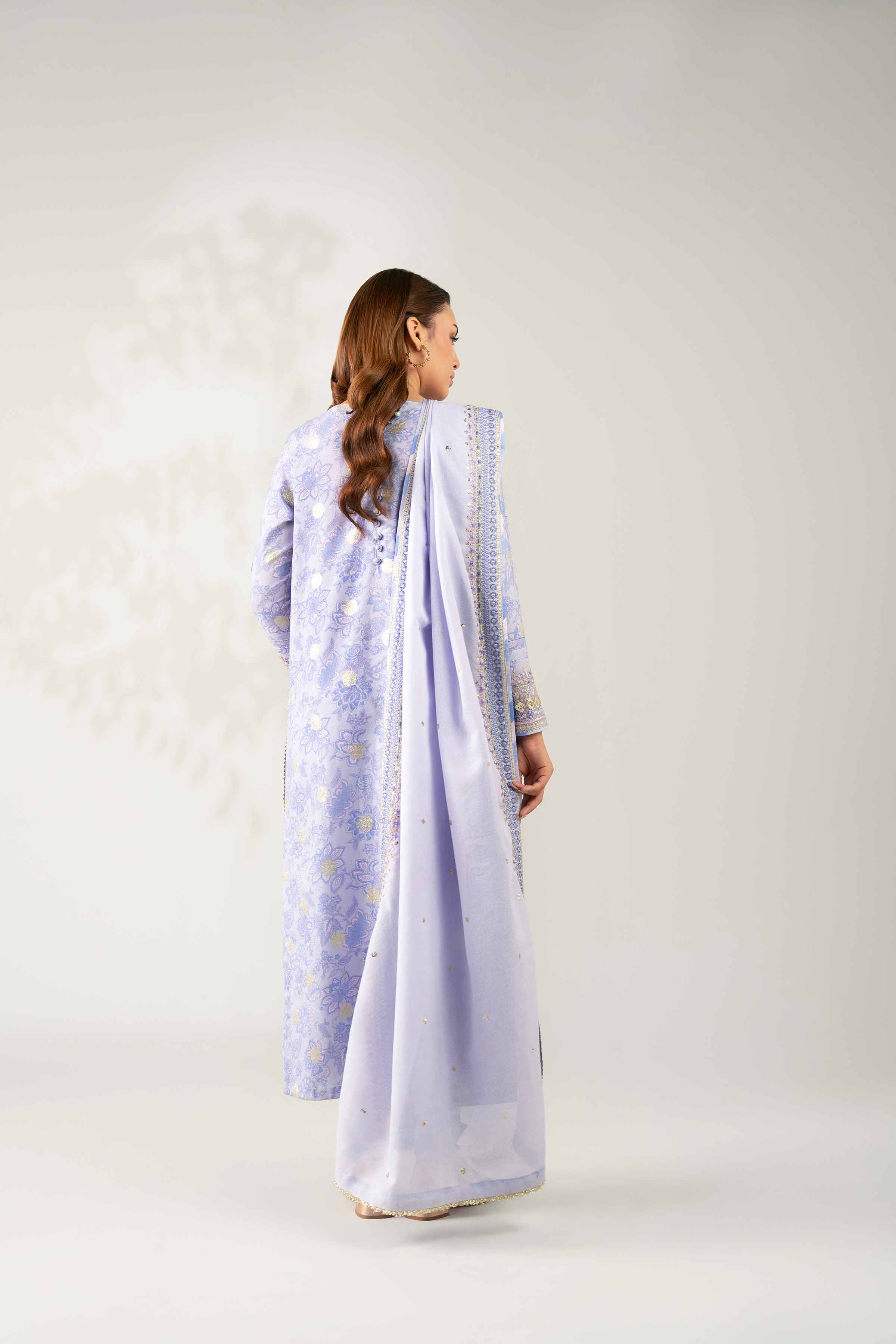 NISHATUAE - Lilac Embroidered Karandi 3-piece Unstitched Suit