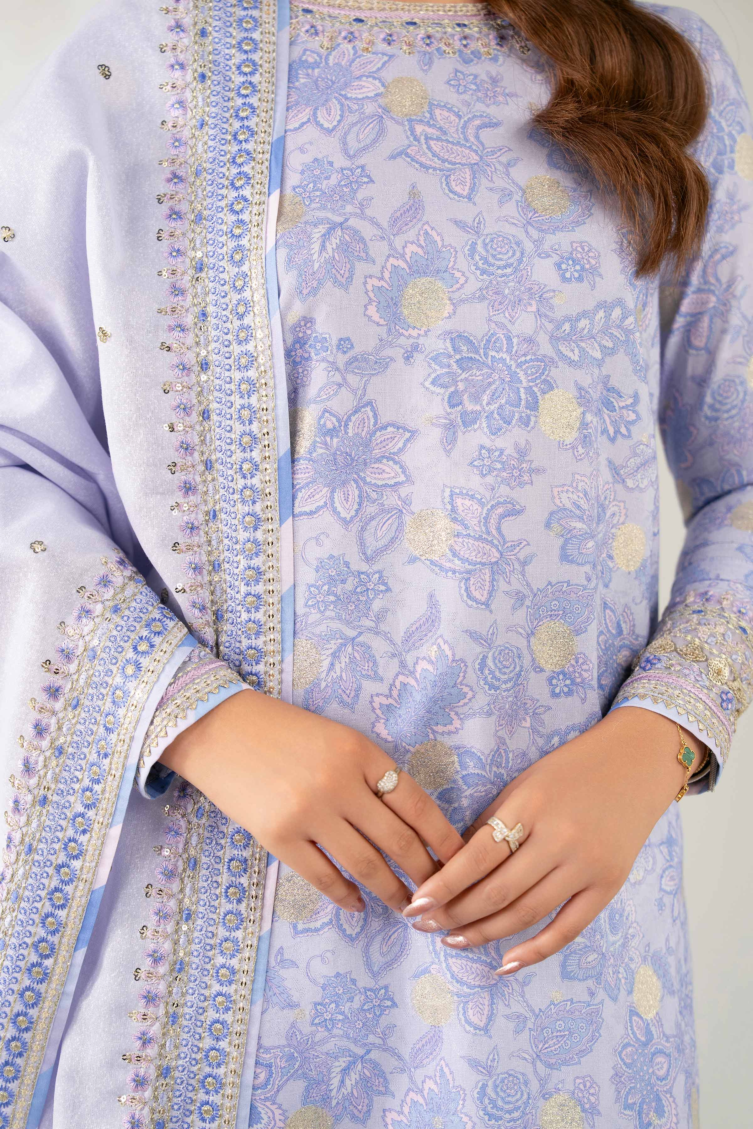 NISHATUAE - Lilac Embroidered Karandi 3-piece Unstitched Suit