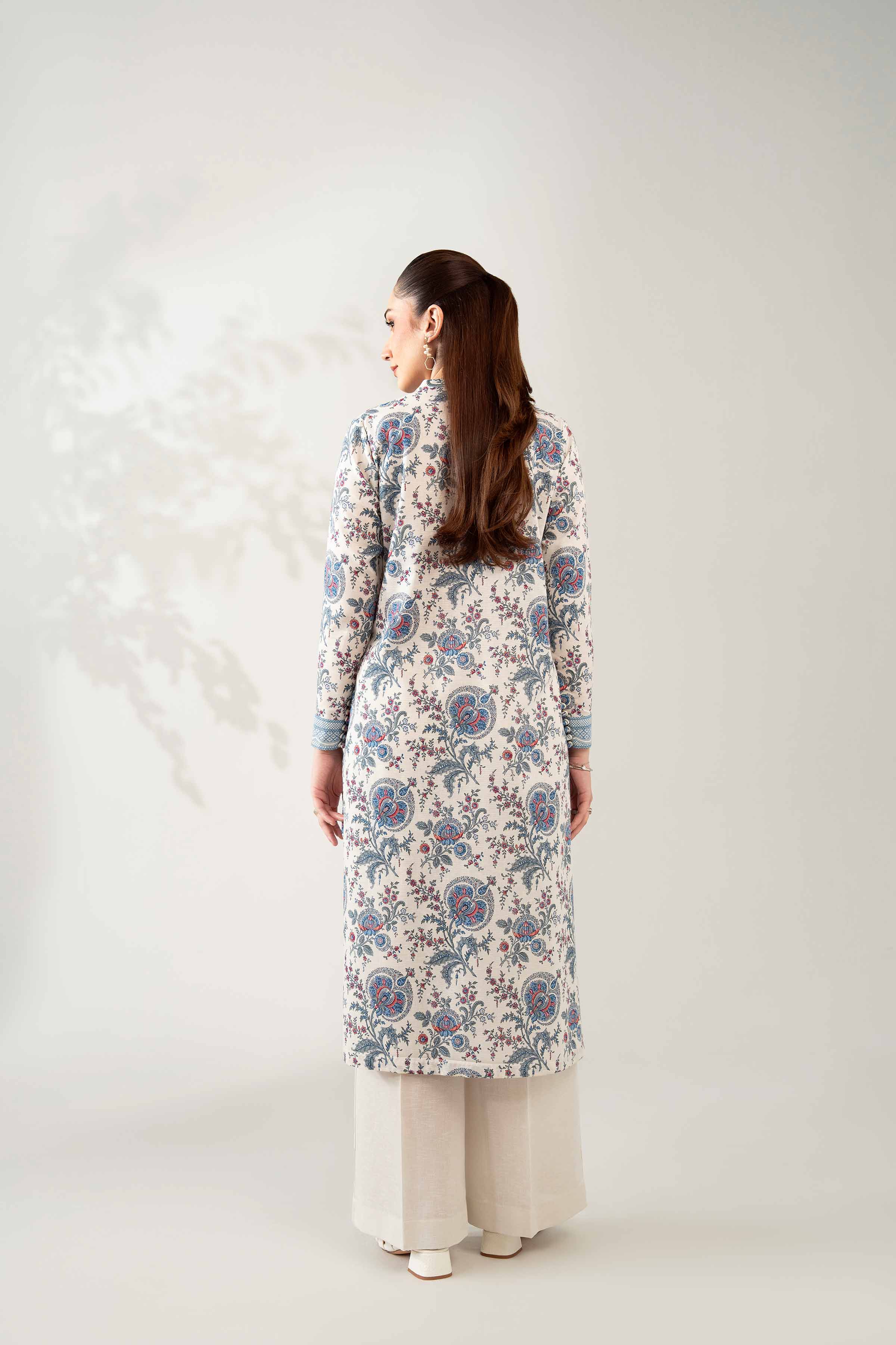 NISHATUAE - Off White Printed Karandi 2-piece Unstitched Dress