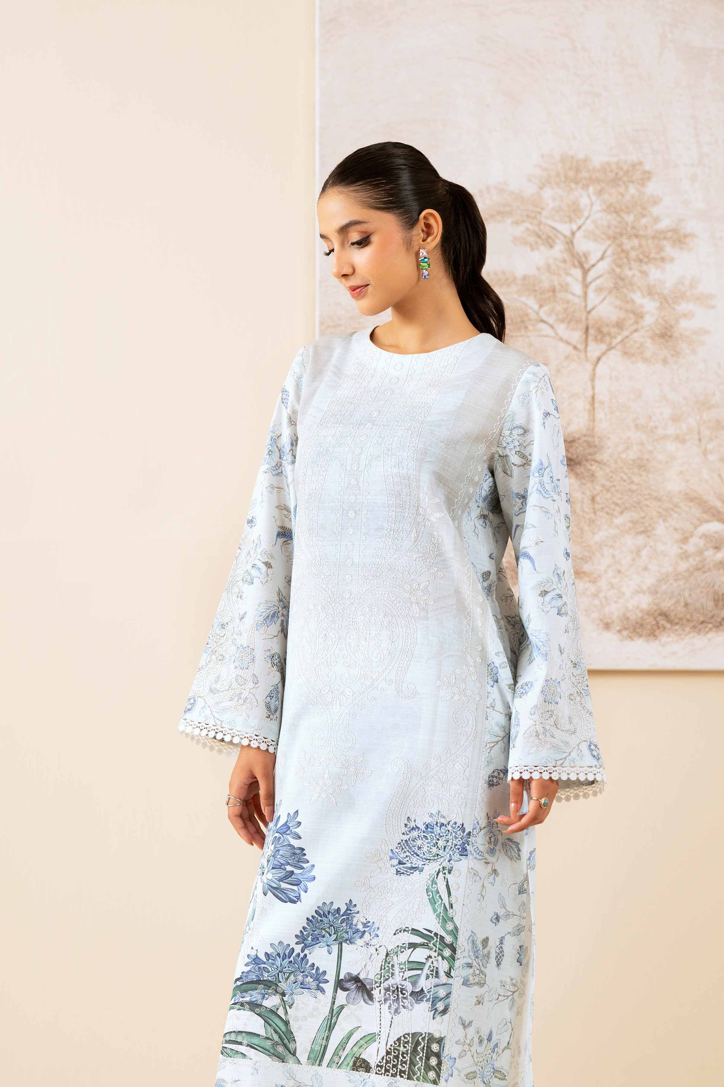 NISHATUAE - Light Pastel Printed Khaddar 2-piece Unstitched Dress