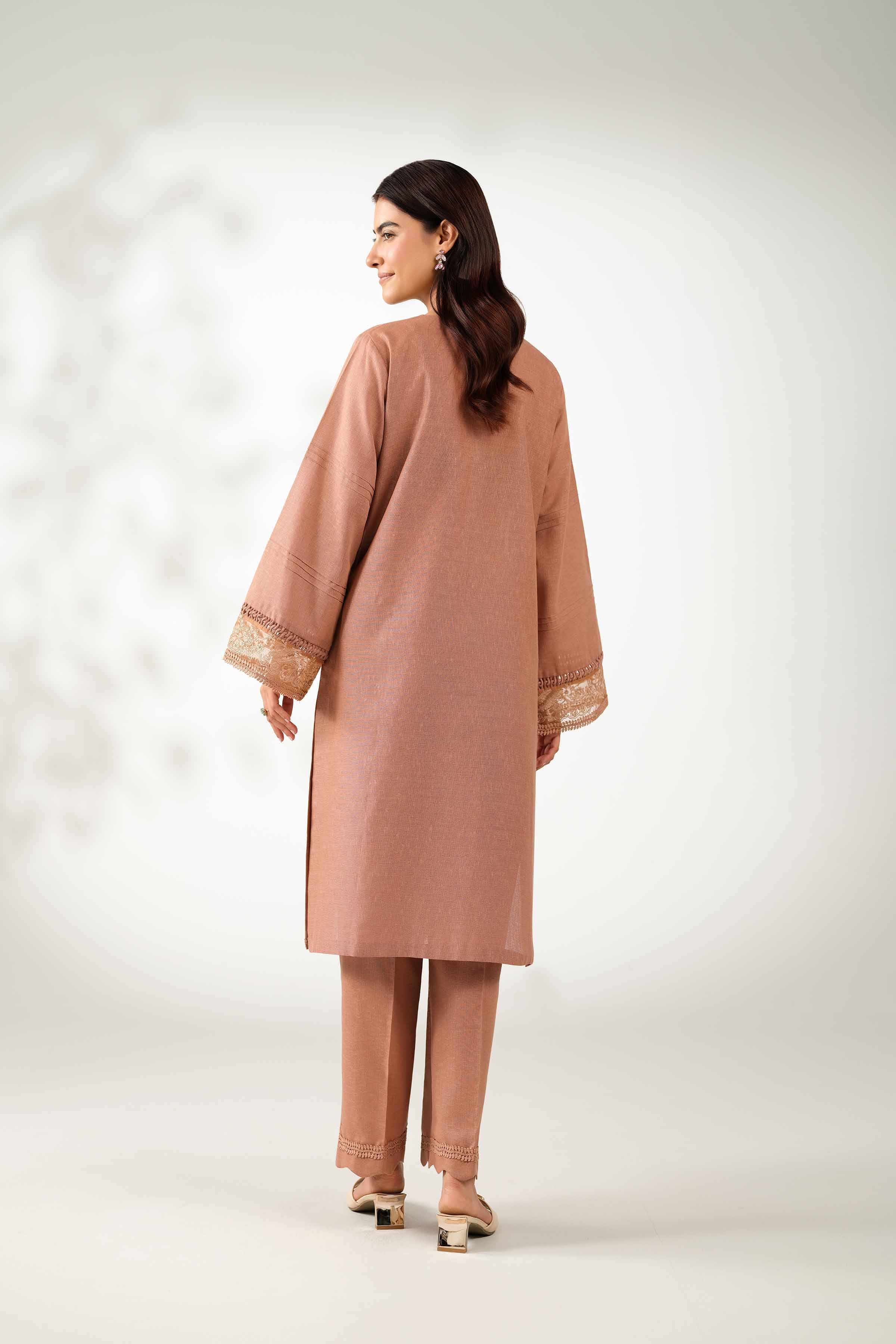 NISHATUAE - Brown Embroidered Karandi 2-piece Unstitched Dress