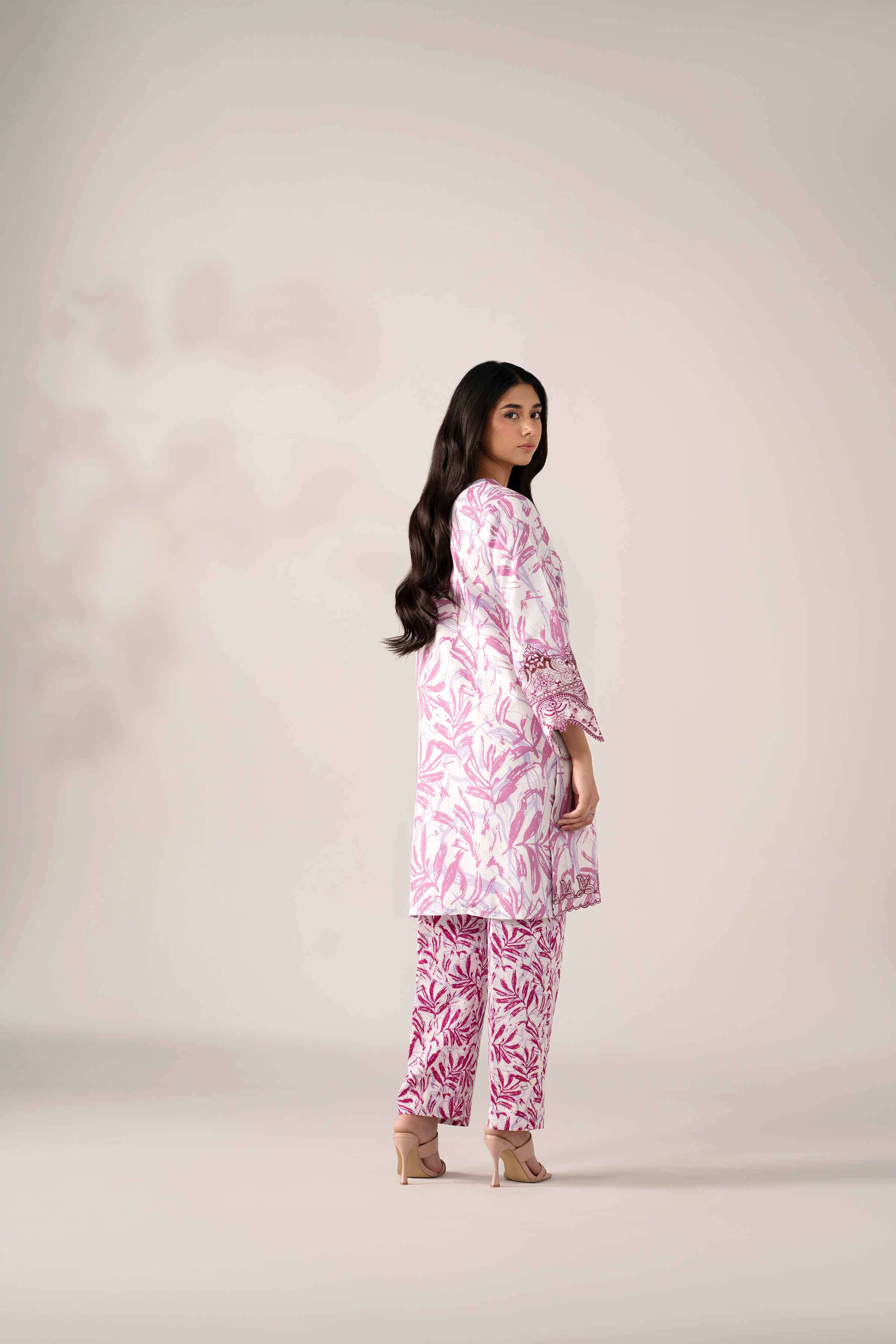 NISHATUAE - Fuchsia Embroidered Karandi 2-piece Unstitched Dress