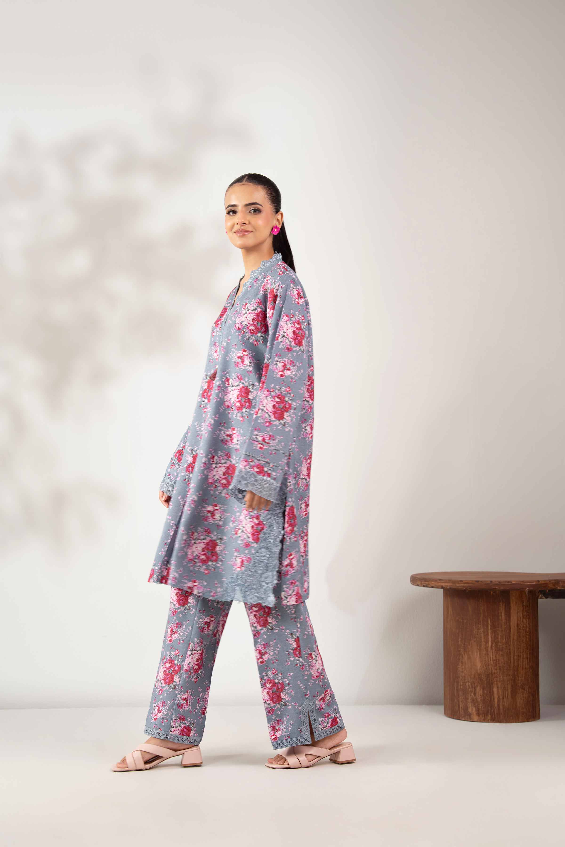 NISHATUAE - Teal Embroidered Karandi 2-piece Unstitched Dress