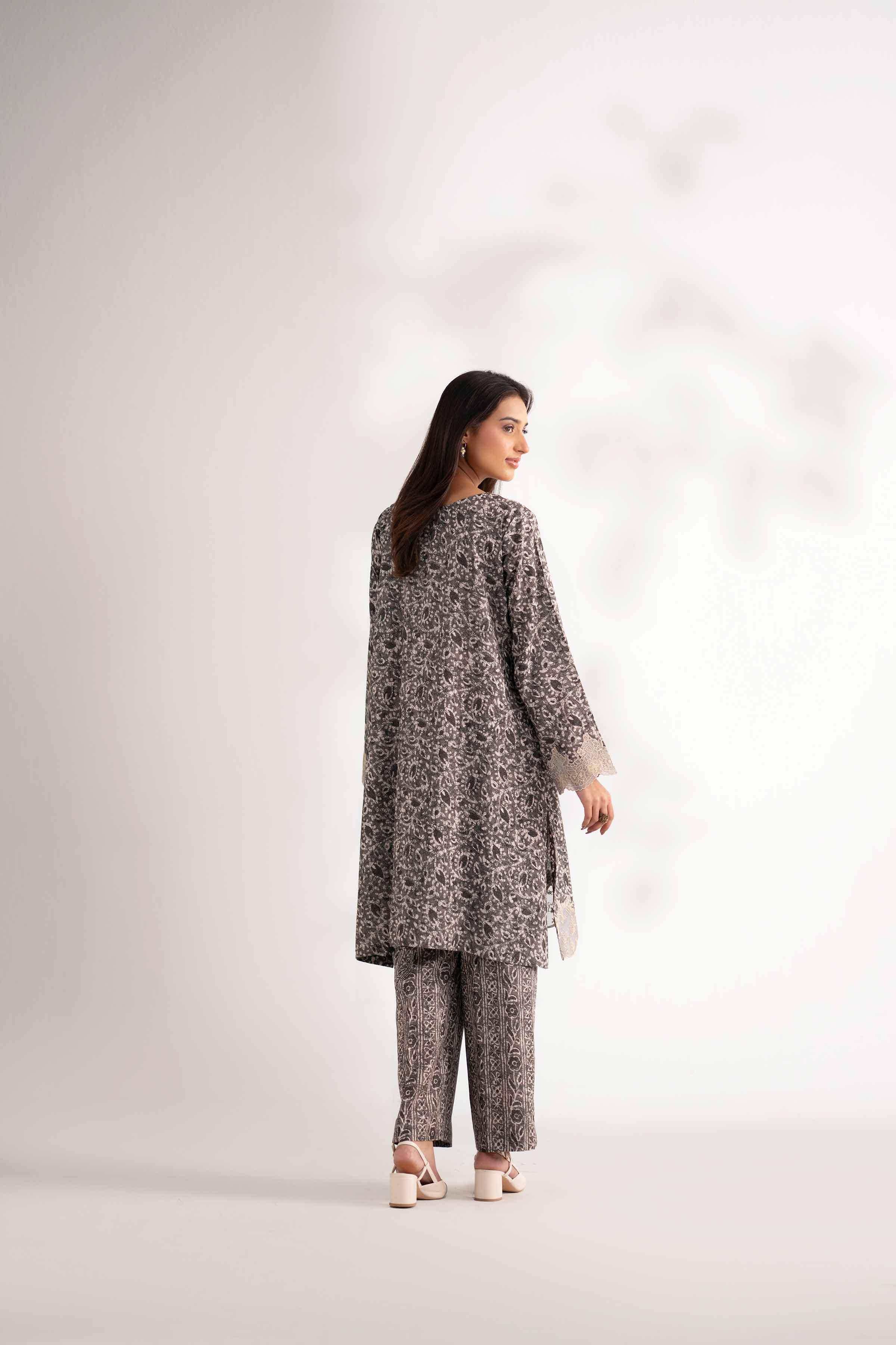 NISHATUAE - Olive Embroidered Karandi 2-piece Unstitched Dress