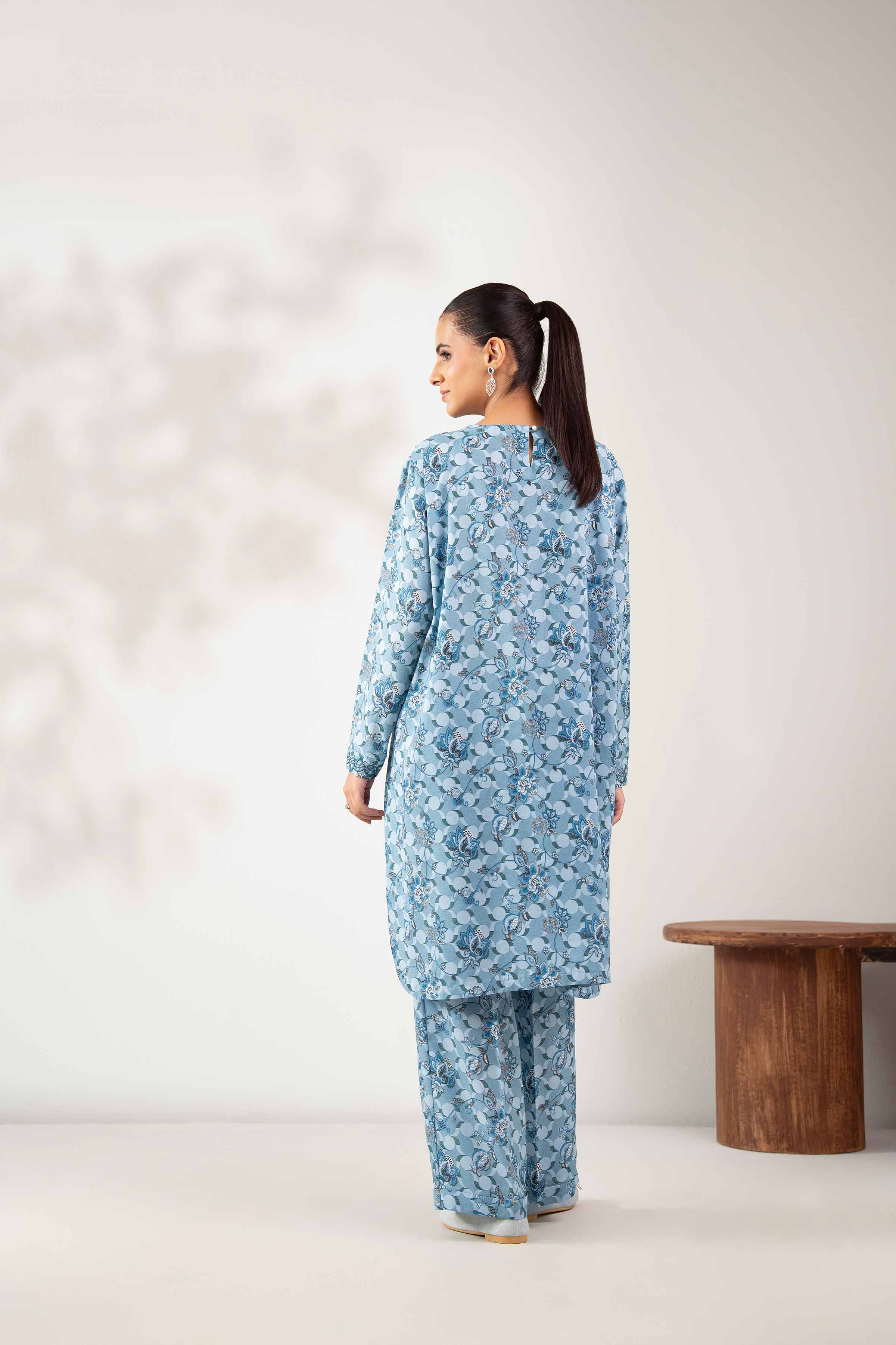 NISHATUAE - Blue Embroidered Karandi 2-piece Unstitched Dress