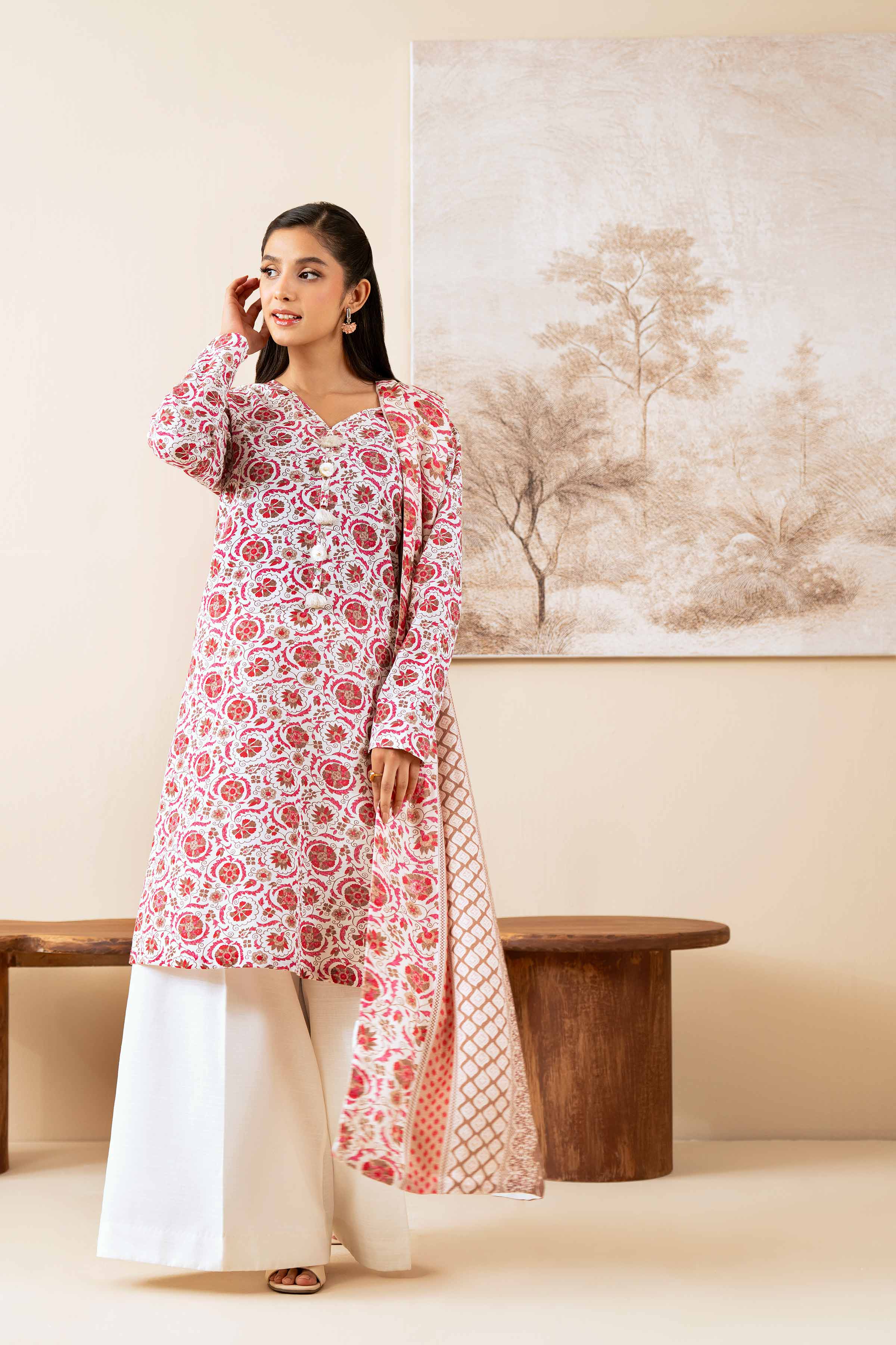 NISHATUAE - Multi Printed Khaddar 3-piece Unstitched Suit