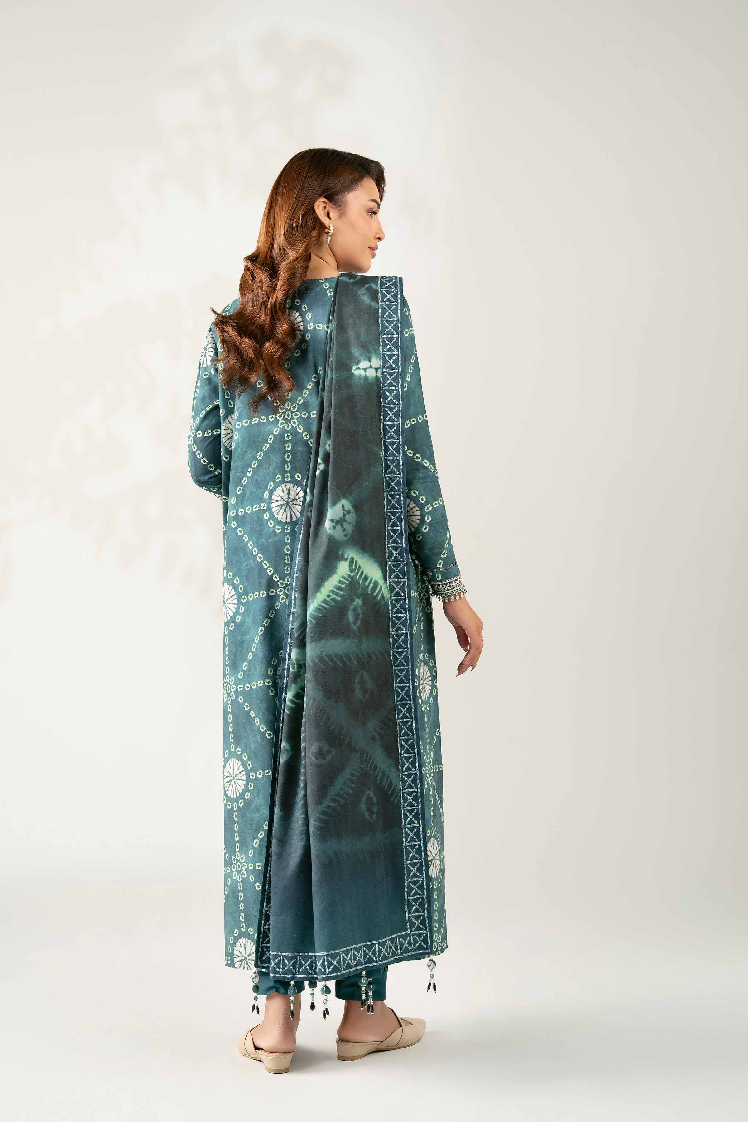 NISHATUAE - Green Embroidered Jacquard 3-piece Unstitched Suit