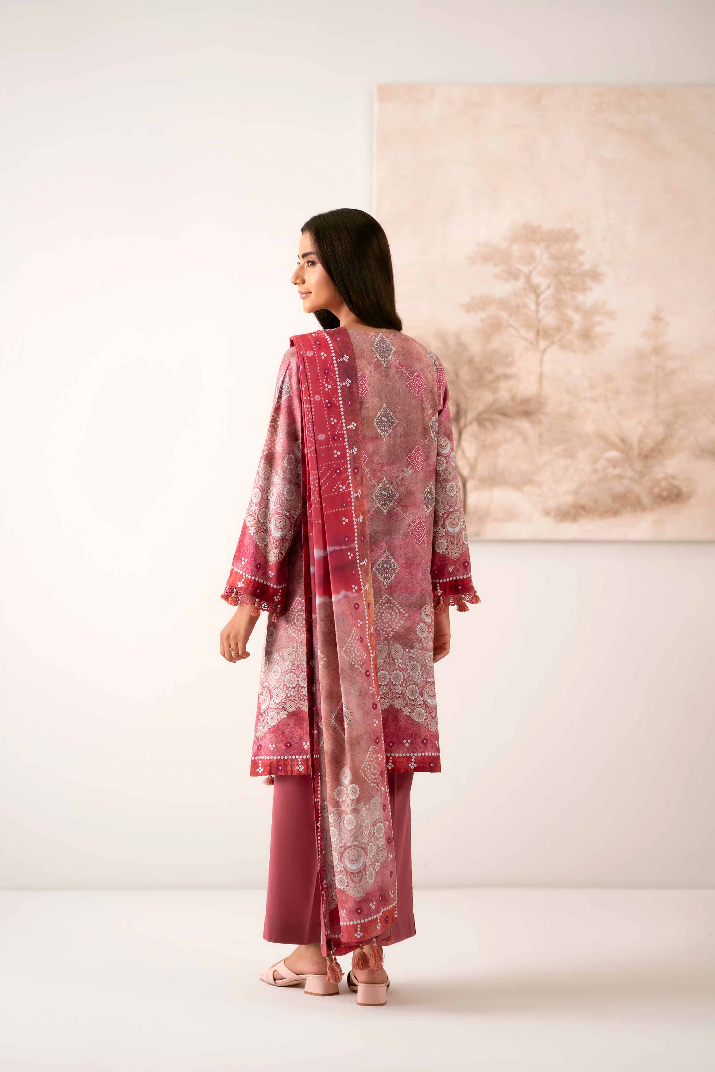 NISHATUAE - Multi Printed Jacquard 3-piece Unstitched Suit