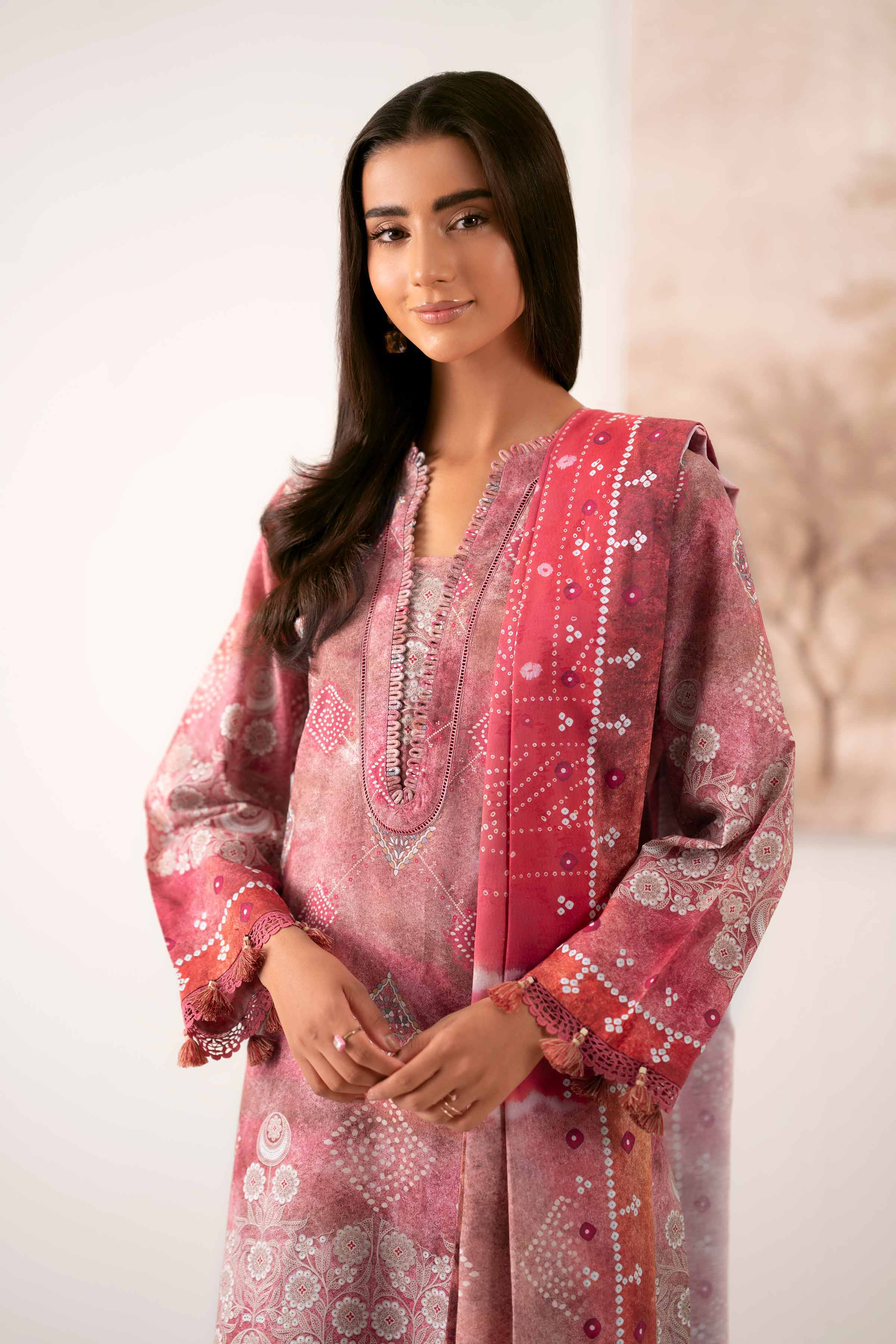NISHATUAE - Multi Printed Jacquard 3-piece Unstitched Suit
