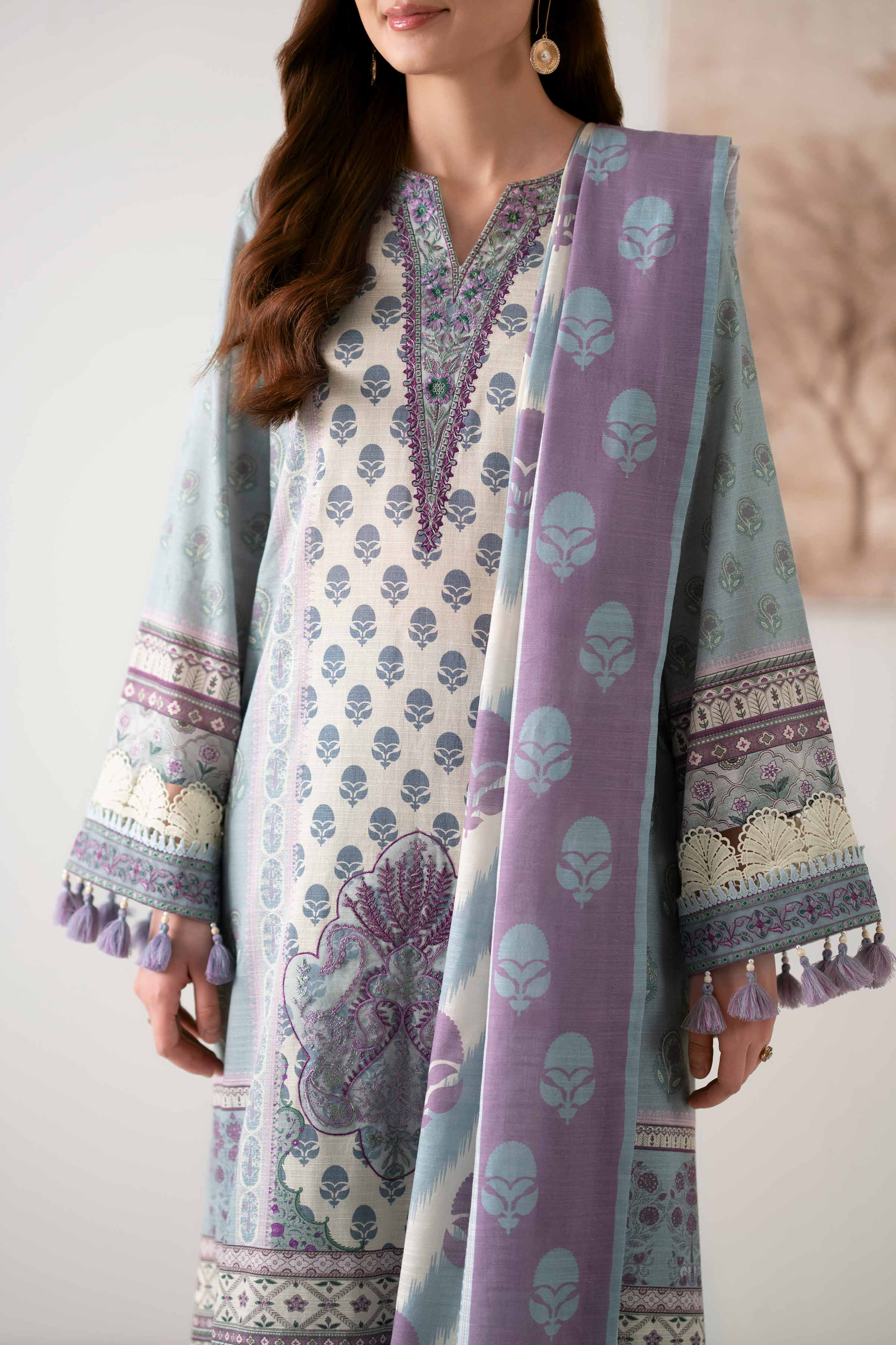 NISHATUAE - Multi Embroidered Khaddar 3-piece Unstitched Suit