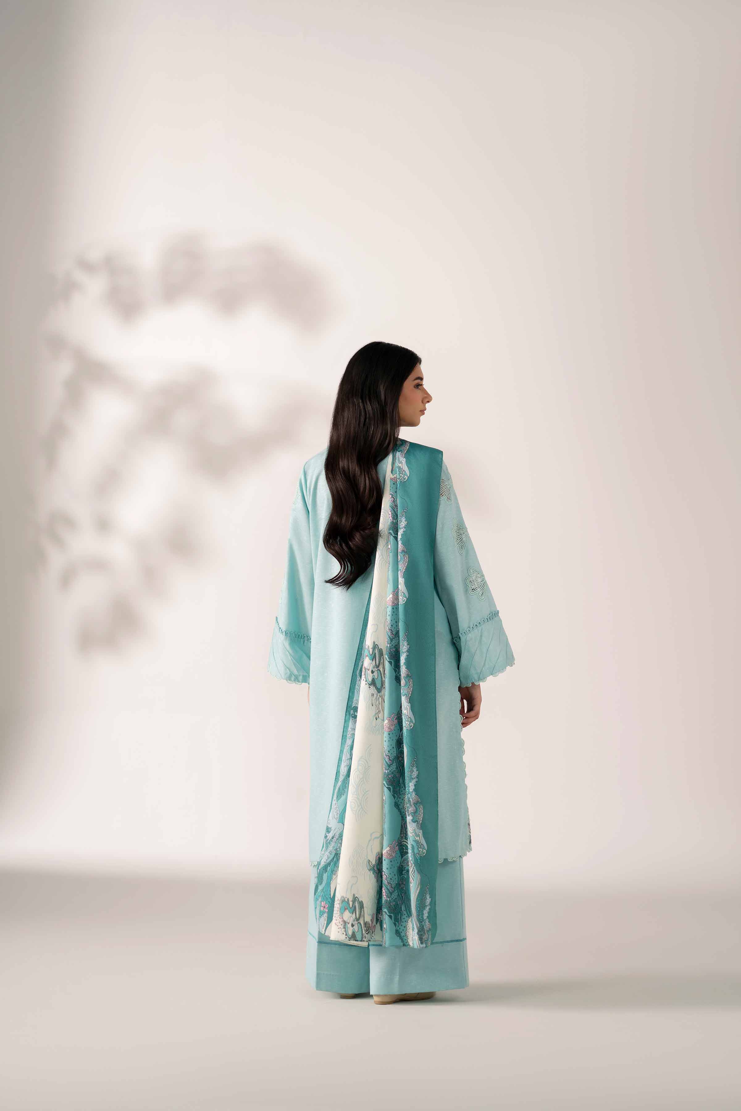 NISHATUAE - Green Embroidered Karandi 3-piece Unstitched Suit