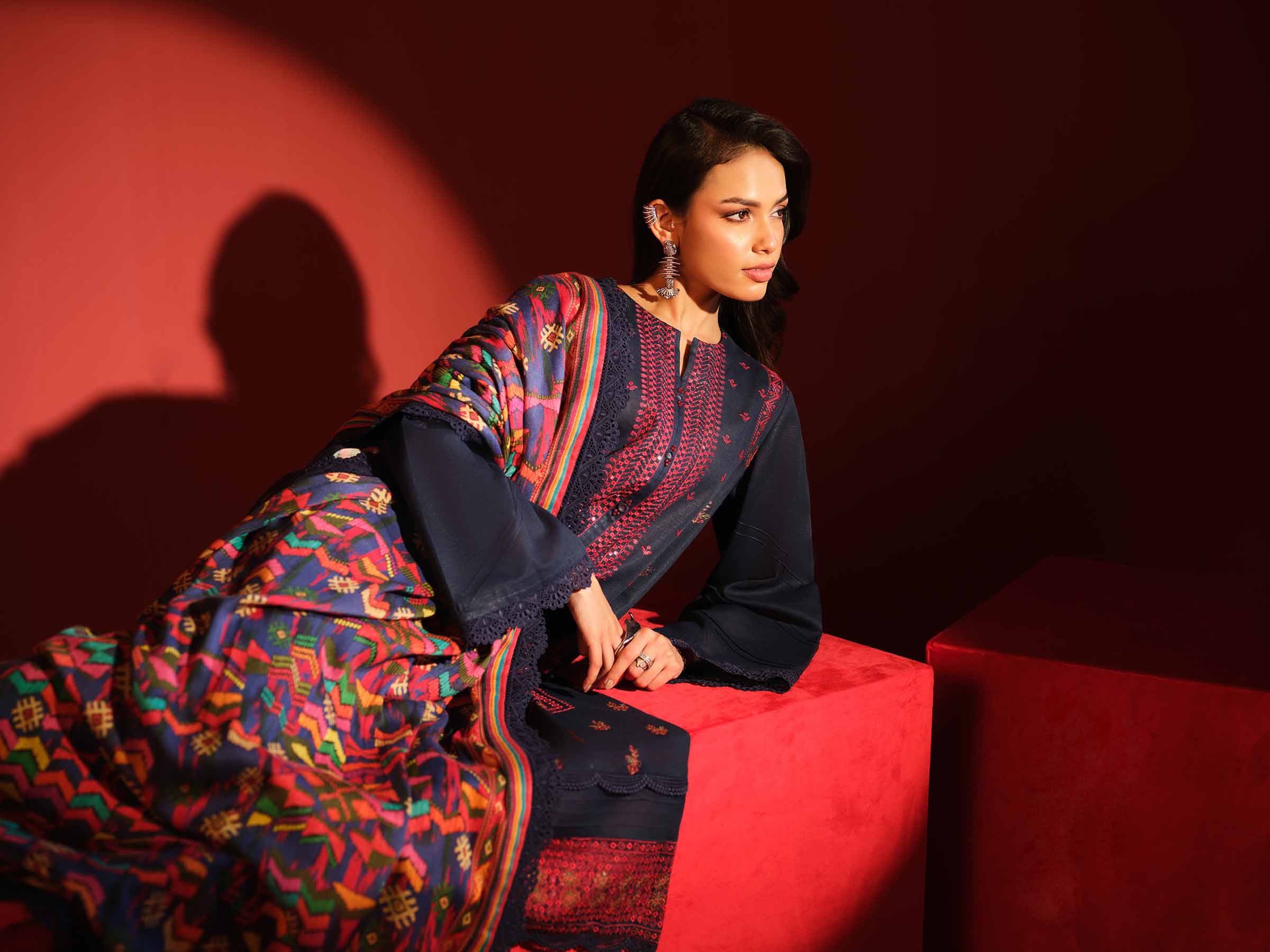 Nishat Linen UAE - 3 Piece - Digital Printed Embroidered Suit - 42502977