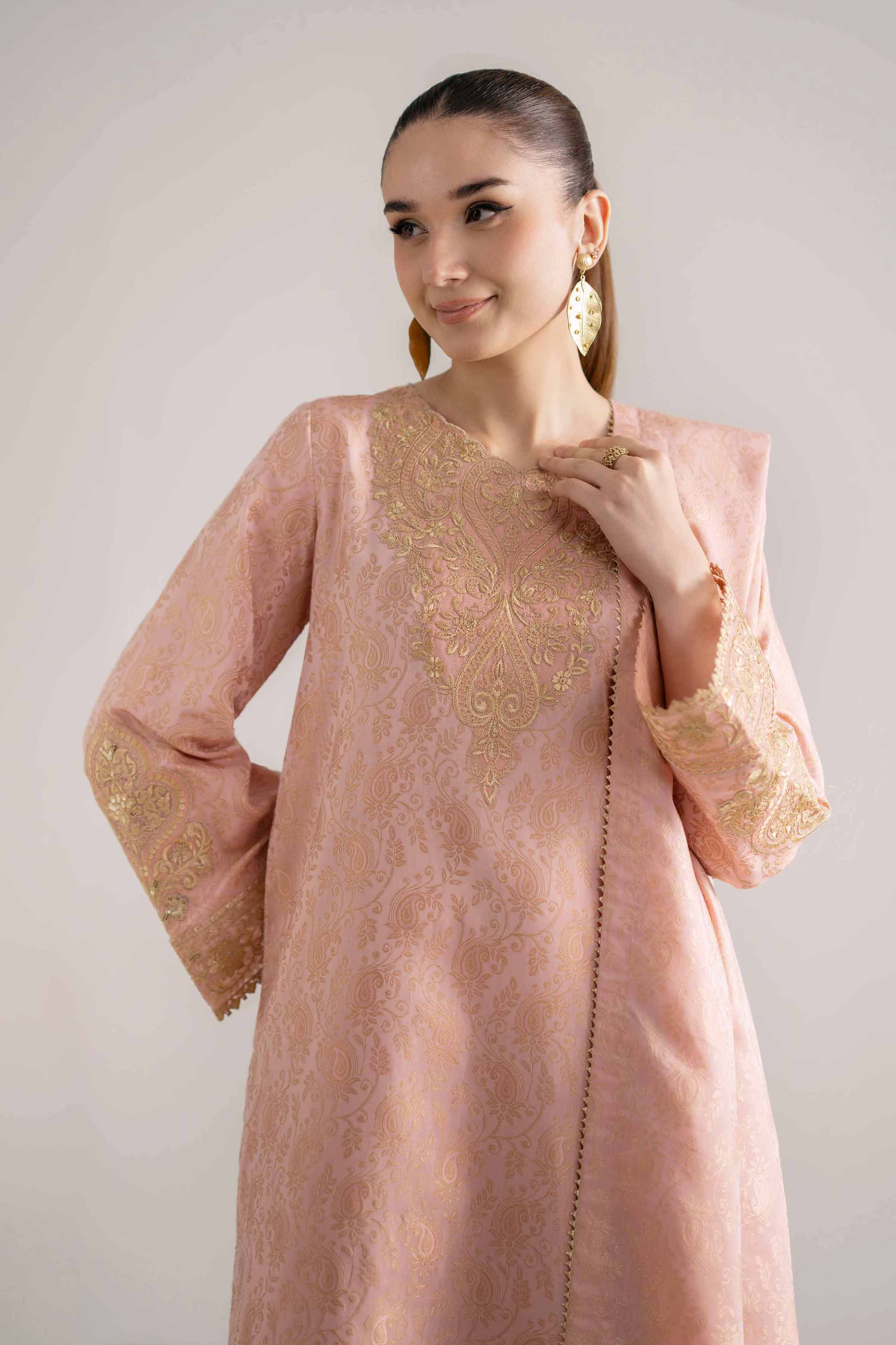 NishatUAE - Pink Embroidered Jacquard 3-piece Unstitched Suit