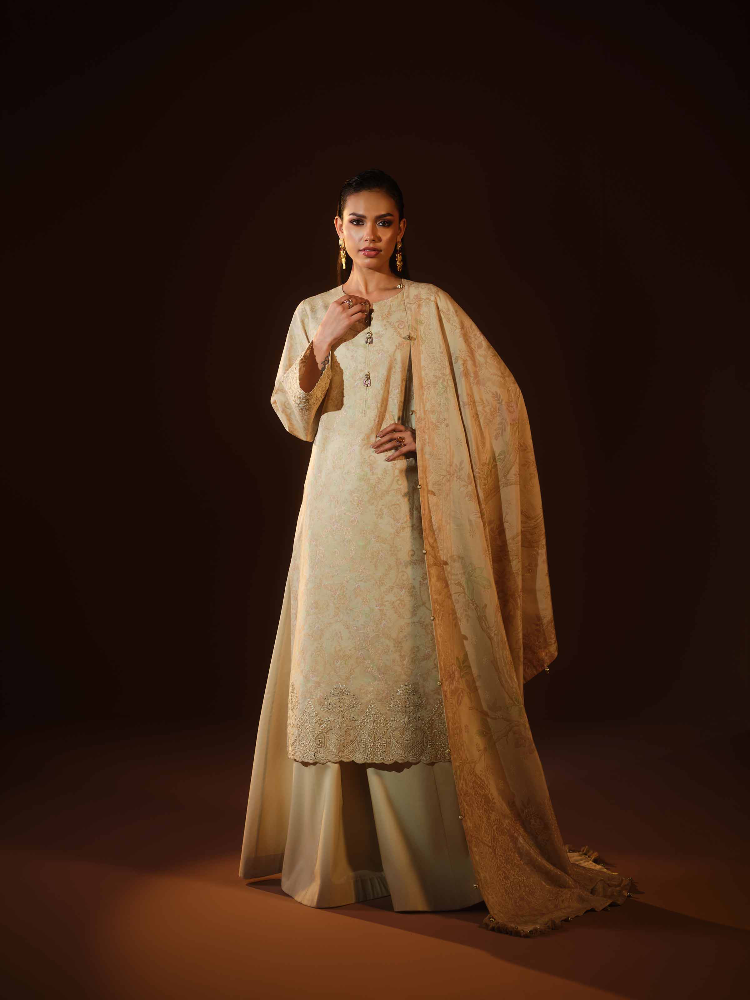 Nishat Linen UAE - 3 Piece - Digital Printed Embroidered Suit - 42503603