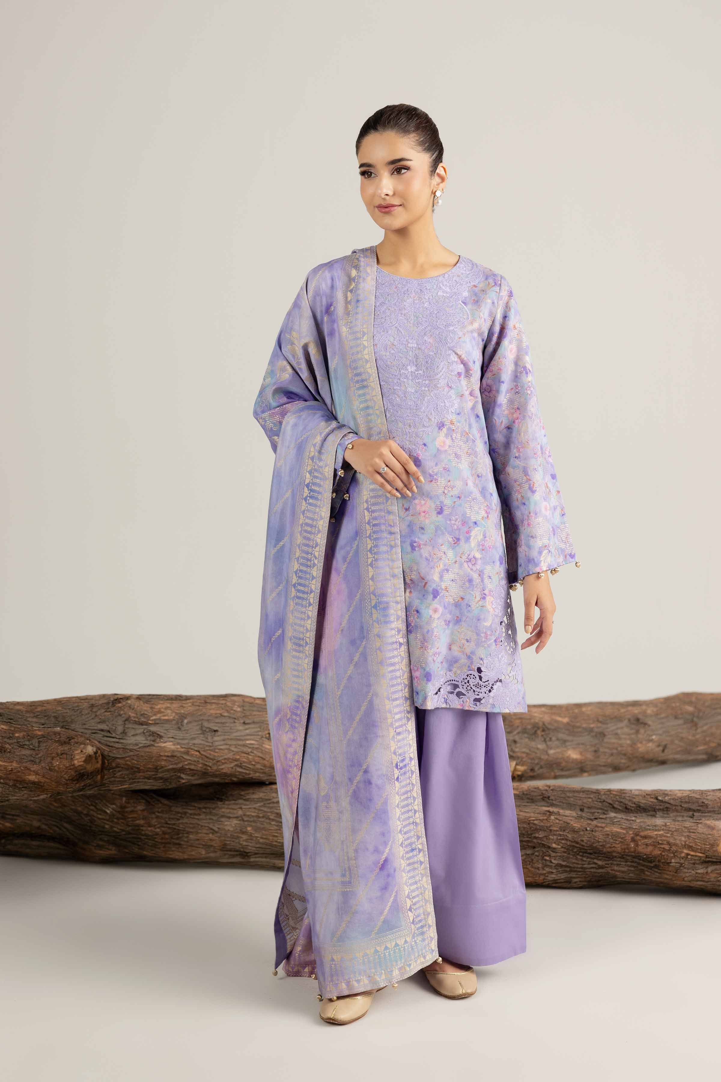 NishatUAE - Purple Embroidered Jacquard 3-piece Unstitched Suit