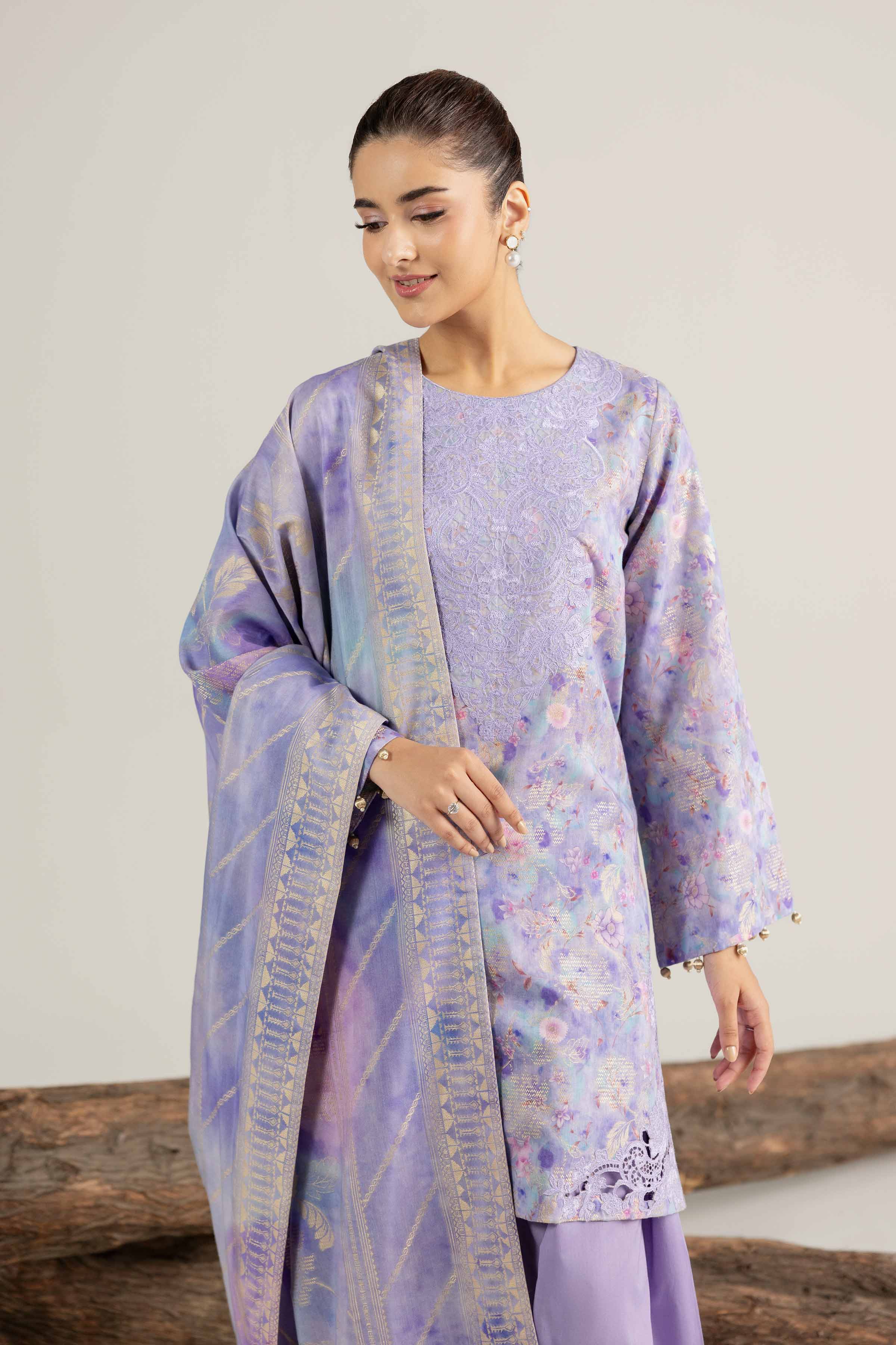 NishatUAE - Purple Embroidered Jacquard 3-piece Unstitched Suit
