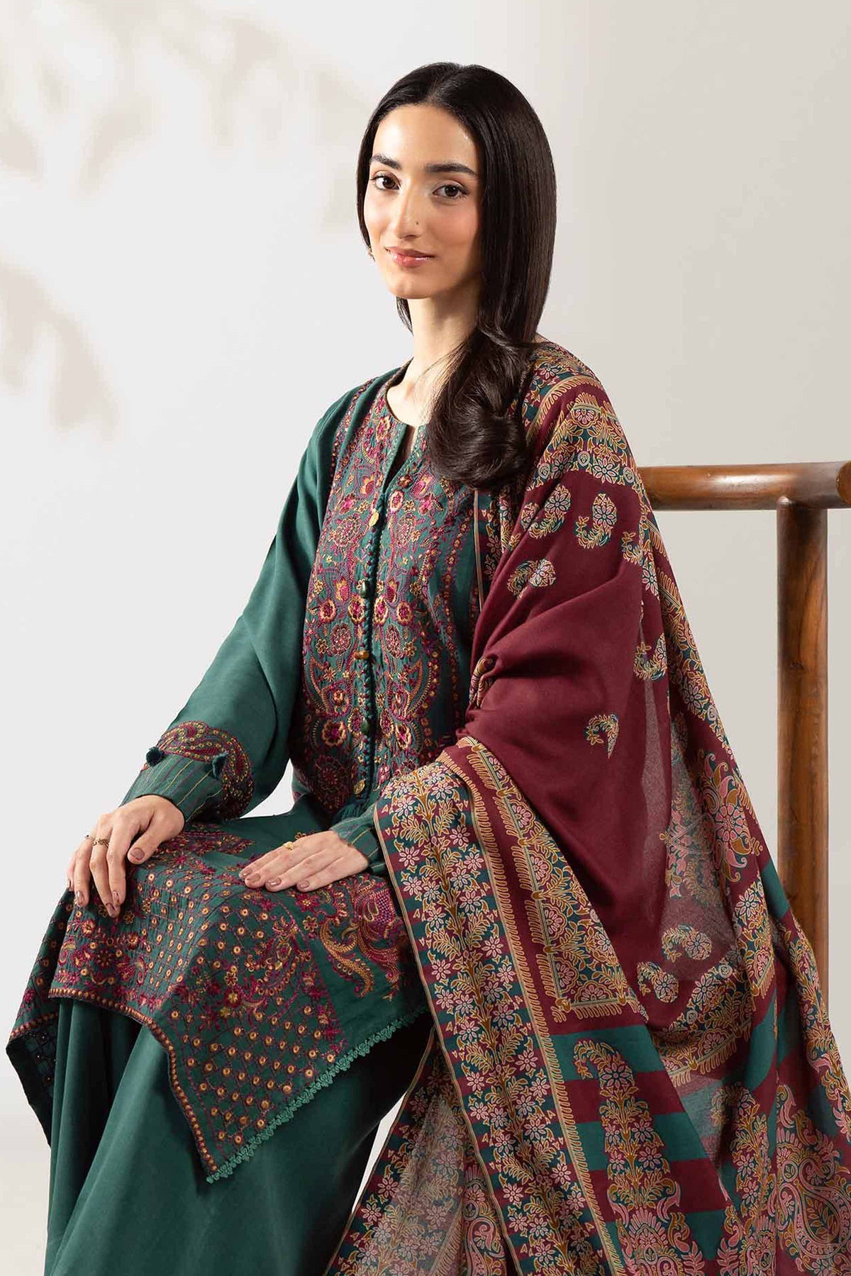 3 Piece - Digital Printed Embroidered Suit - 42503682