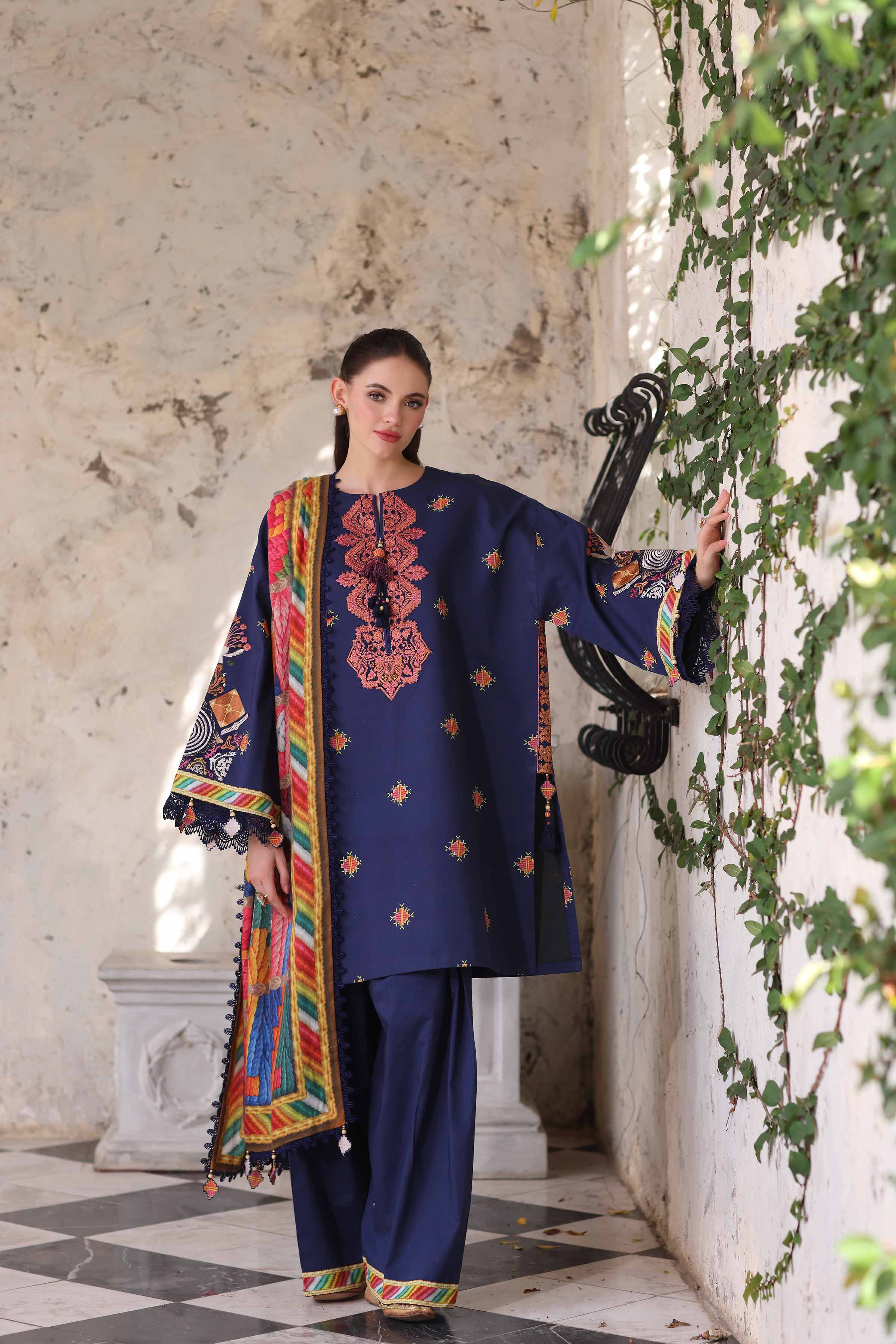 Nishat Linen UAE - 3 Piece - Digital Printed Embroidered Suit - 42503721