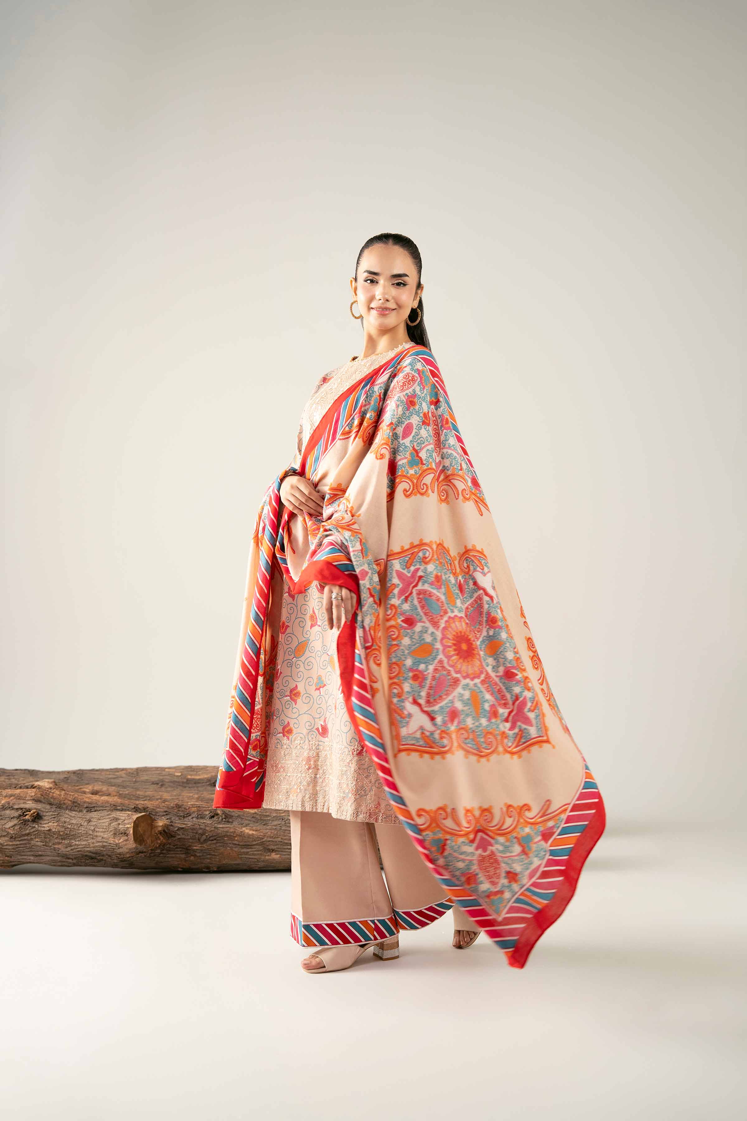 NishatUAE - Peach Embroidered Cotton 3-piece Unstitched Suit