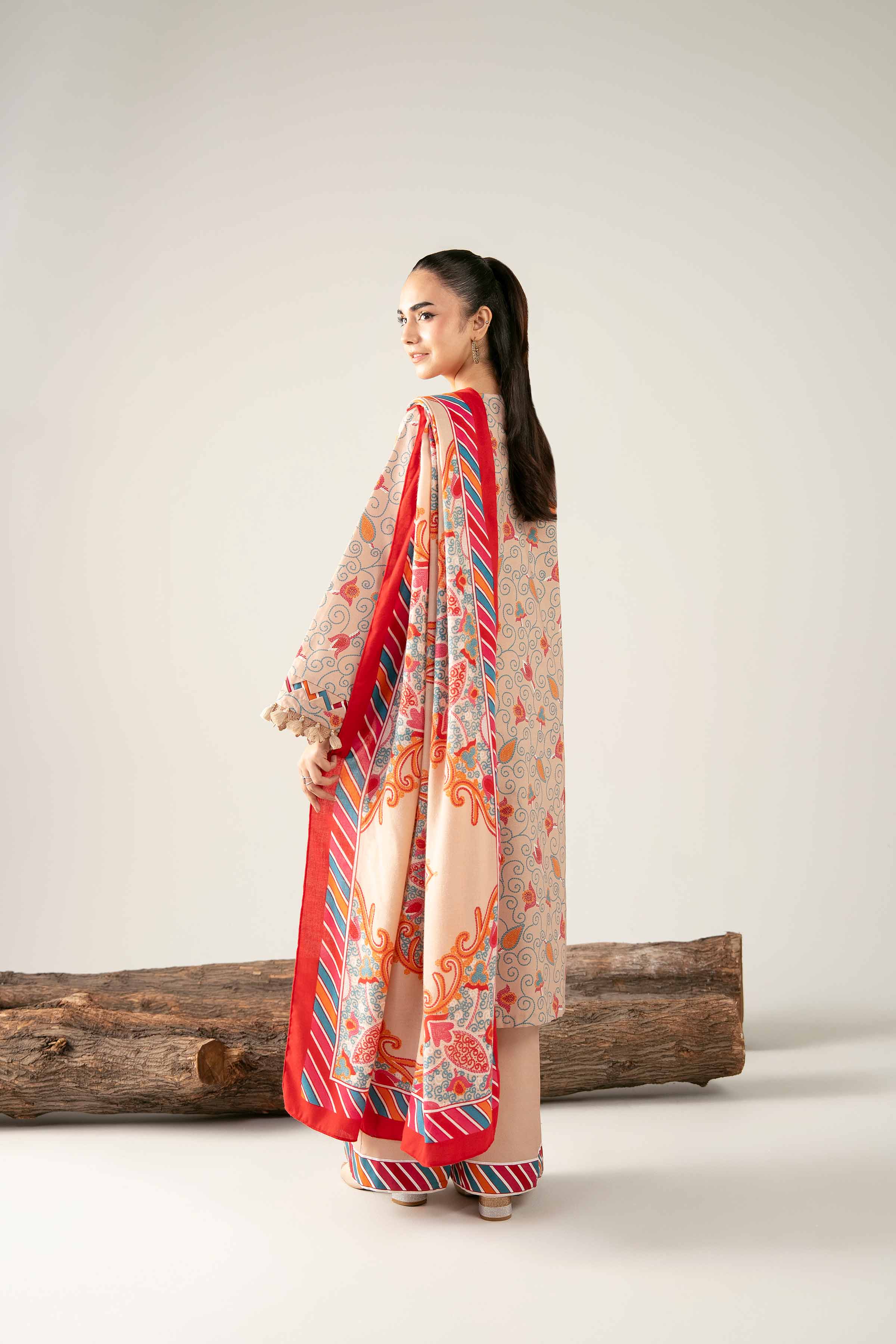NishatUAE - Peach Embroidered Cotton 3-piece Unstitched Suit