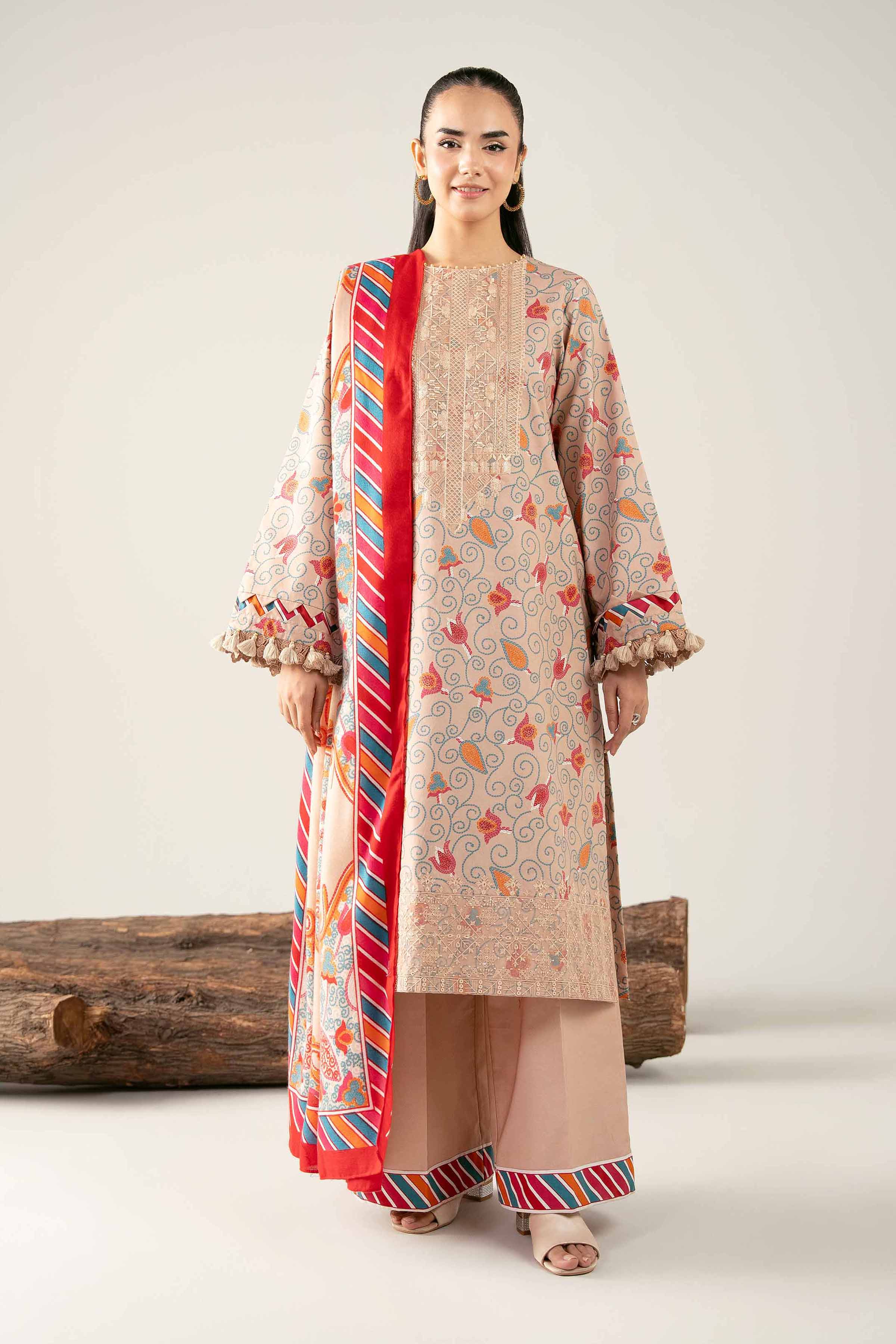 NishatUAE - Peach Embroidered Cotton 3-piece Unstitched Suit