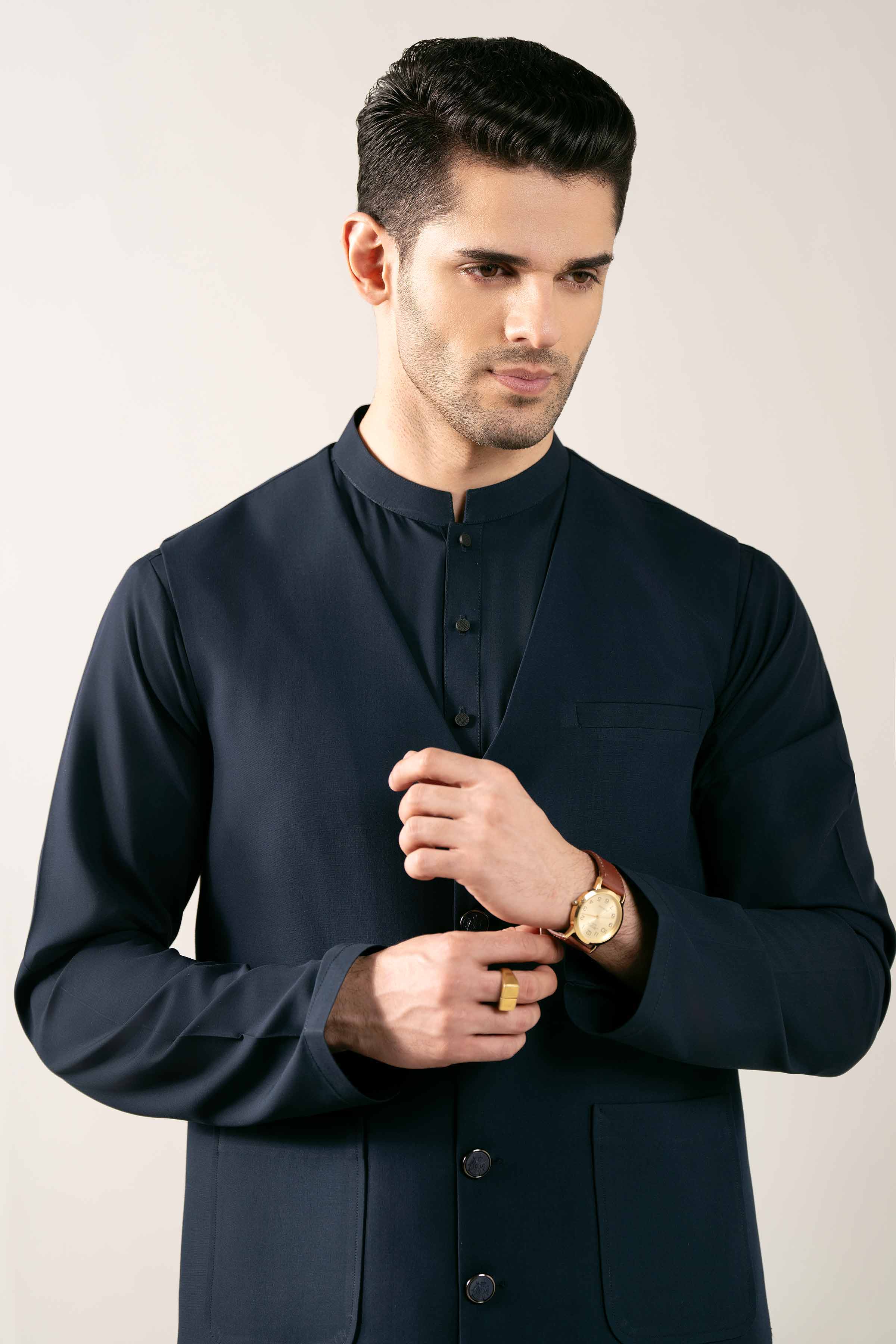 2 Piece - Naqsh Suit - 42508058 NishatUAE Navy Cotton 2PC Unstitched