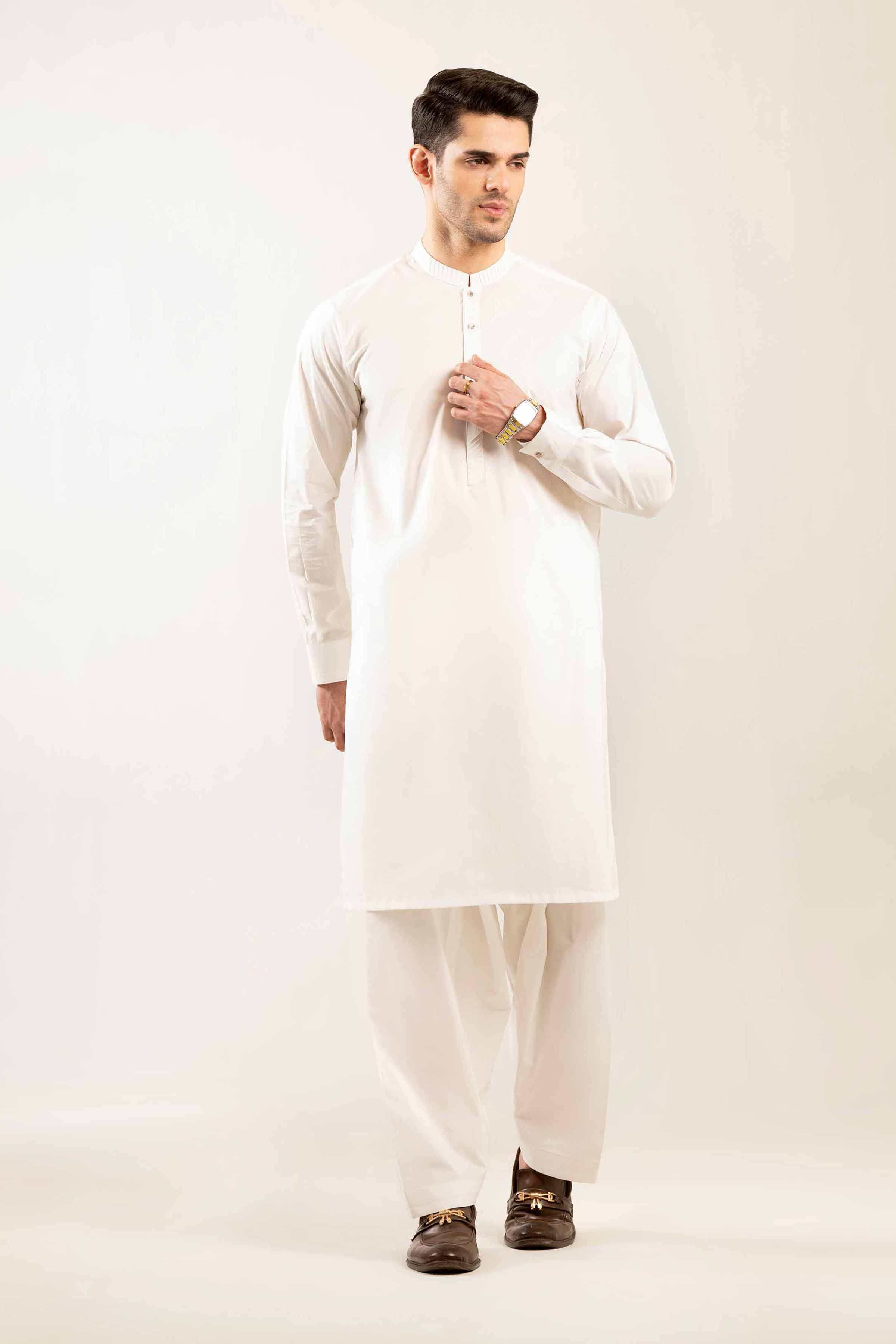 2 Piece - Naqsh Suit - 42508091 Off White Latha 2PC Printed Summer