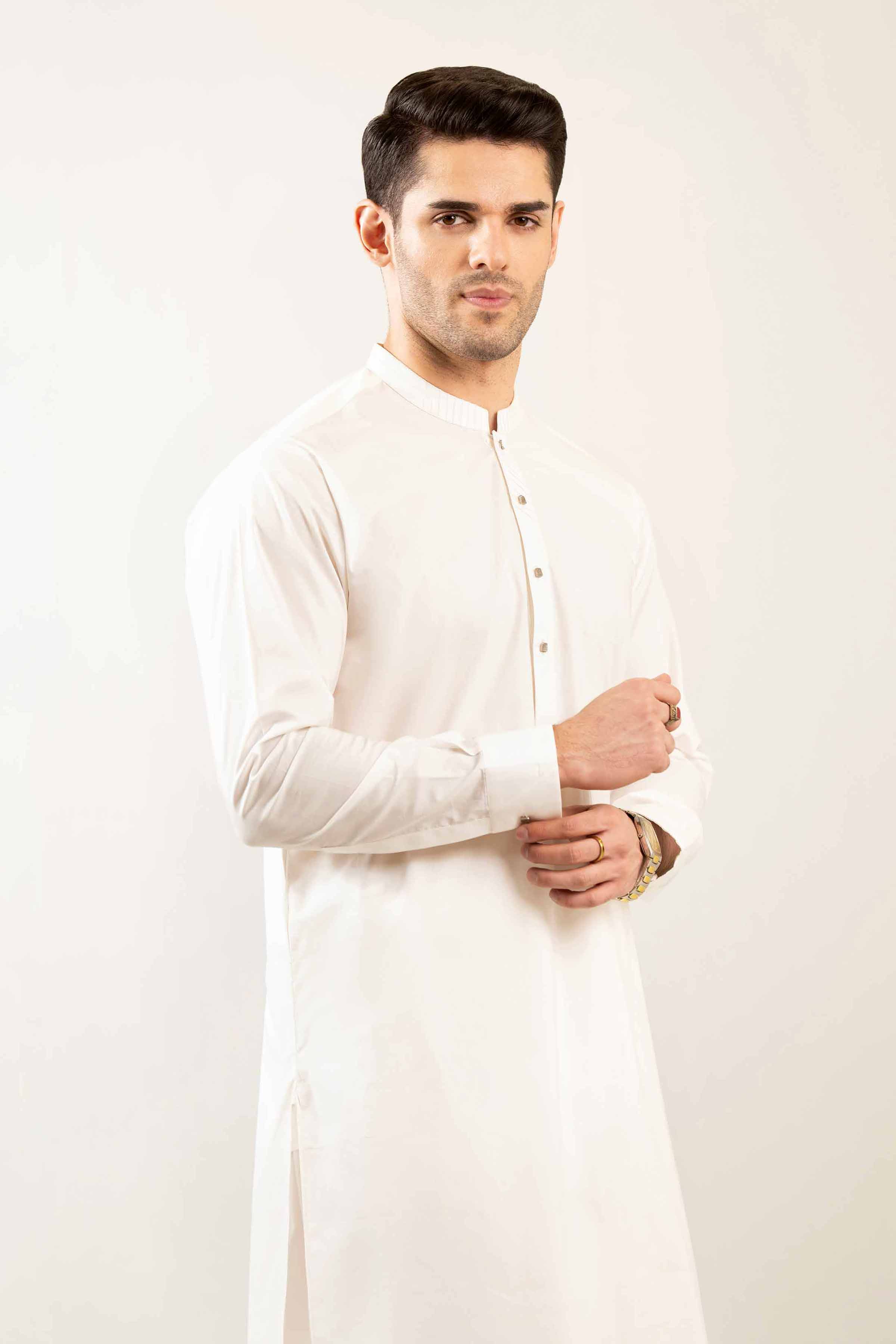2 Piece - Naqsh Suit - 42508091 Off White Latha 2PC Printed Summer