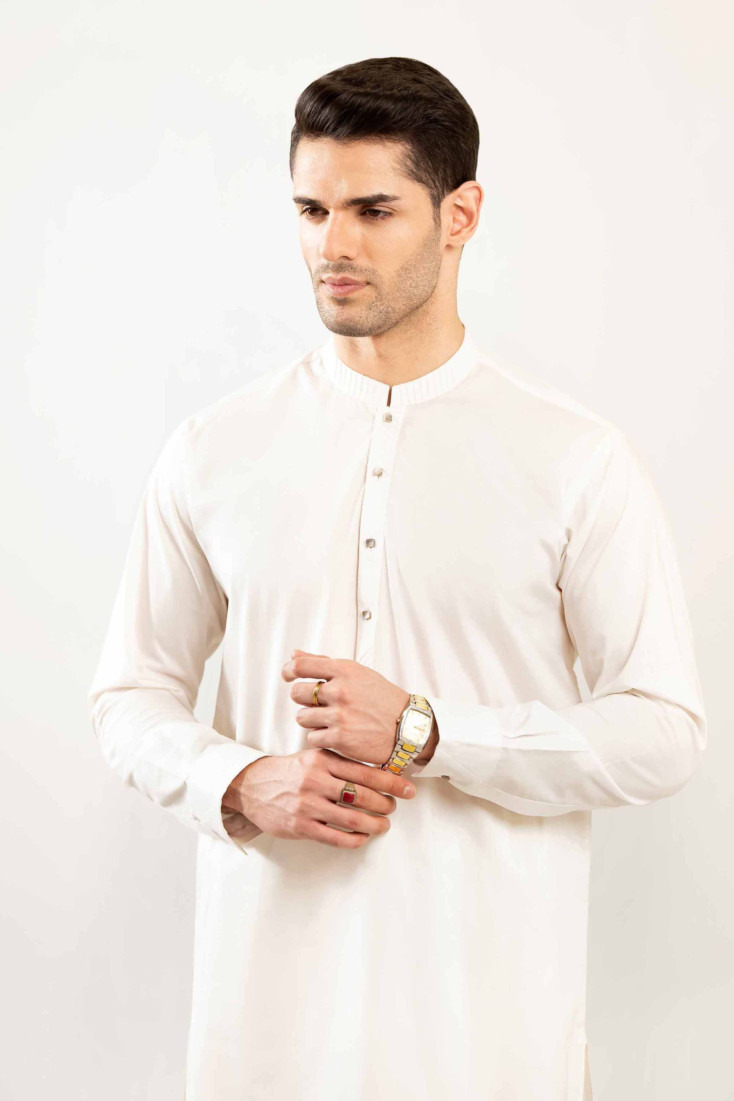 2 Piece - Naqsh Suit - 42508091 Off White Latha 2PC Printed Summer